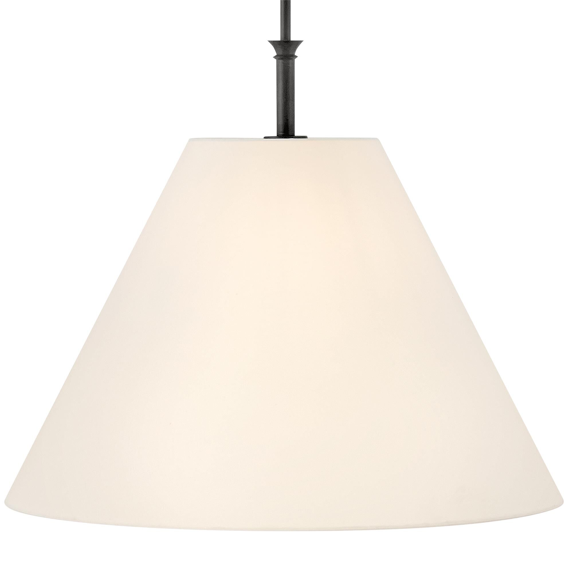 Shown in Blackened Brass finish and Off-White Linen shade