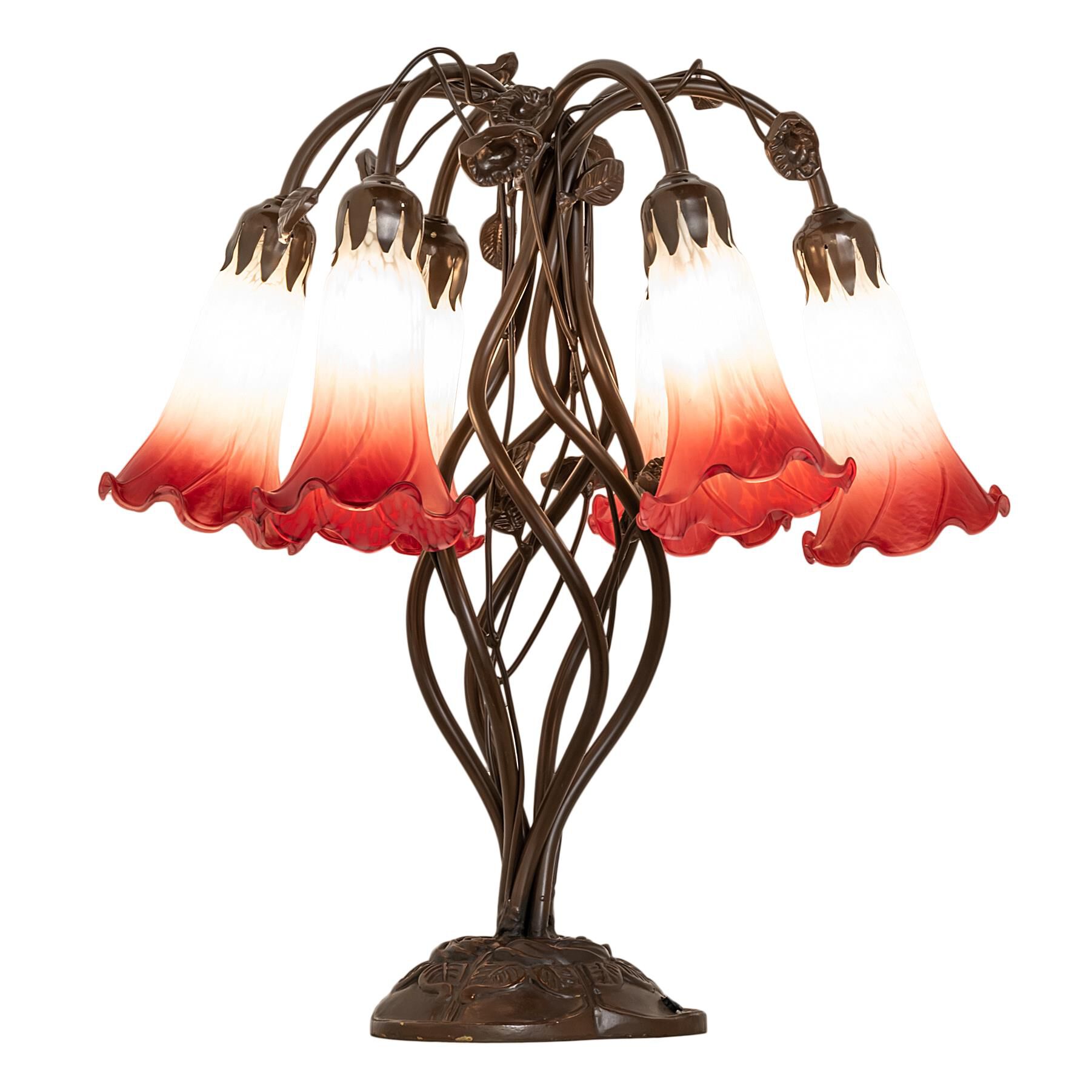 Red and White Pond Lily 19 Inch Table Lamp by Meyda Lighting