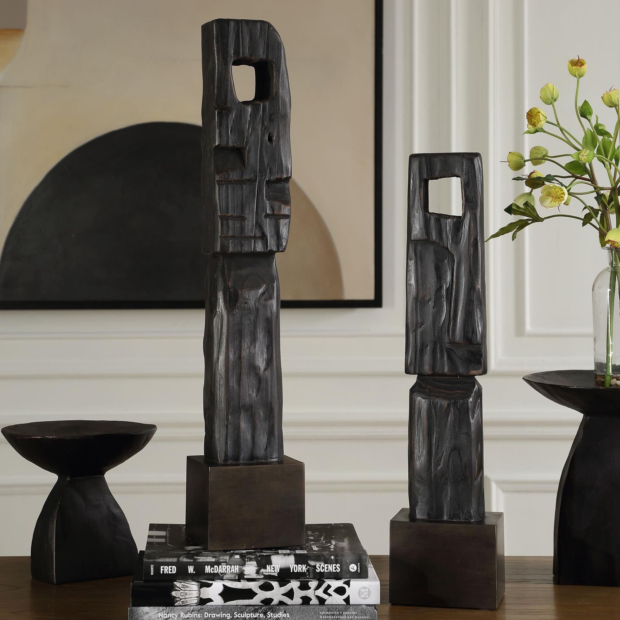 Uttermost Cipher Black Wood Totems Set/2 Figurine by Uttermost