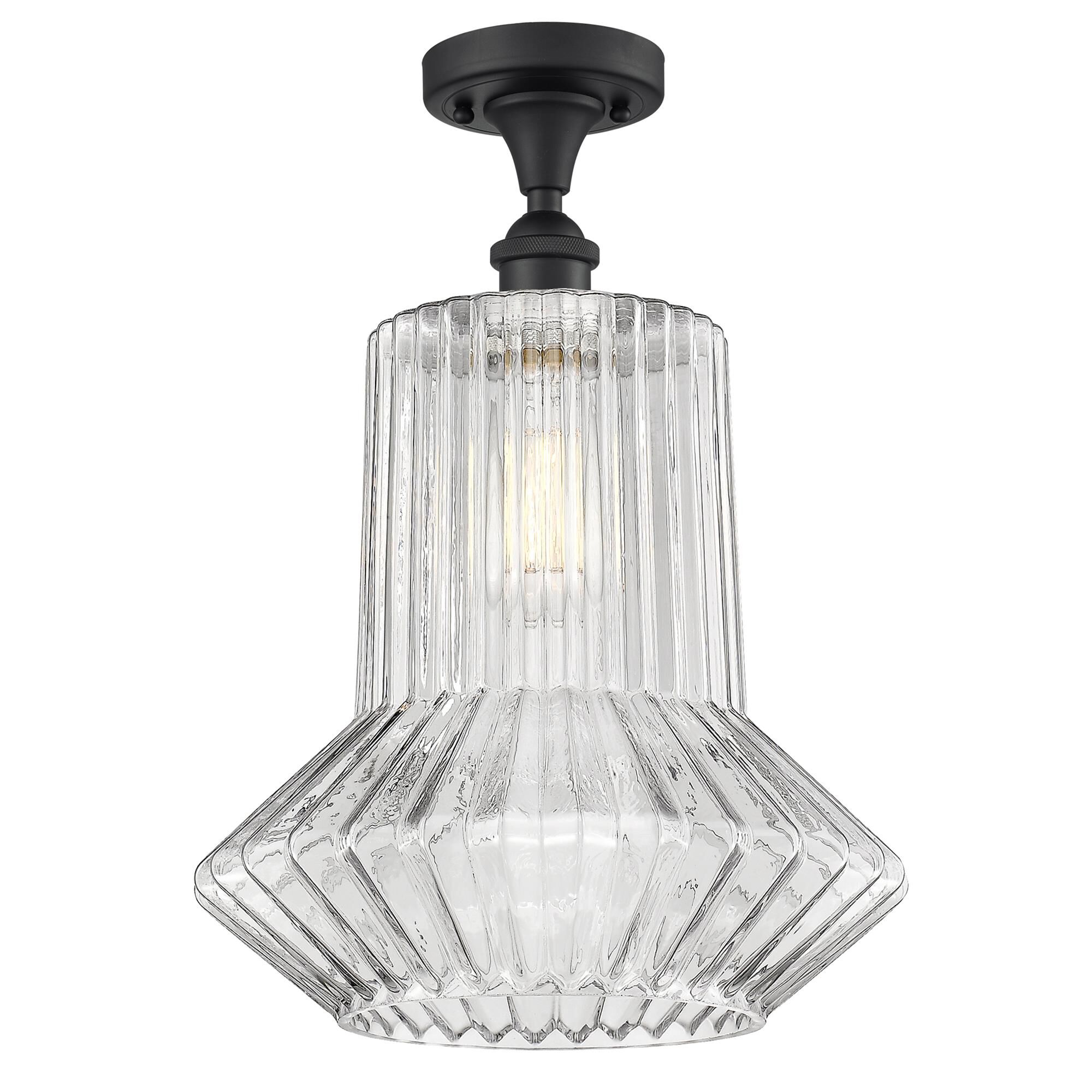 Shown in Matte Black finish and Clear Spiral Fluted glass