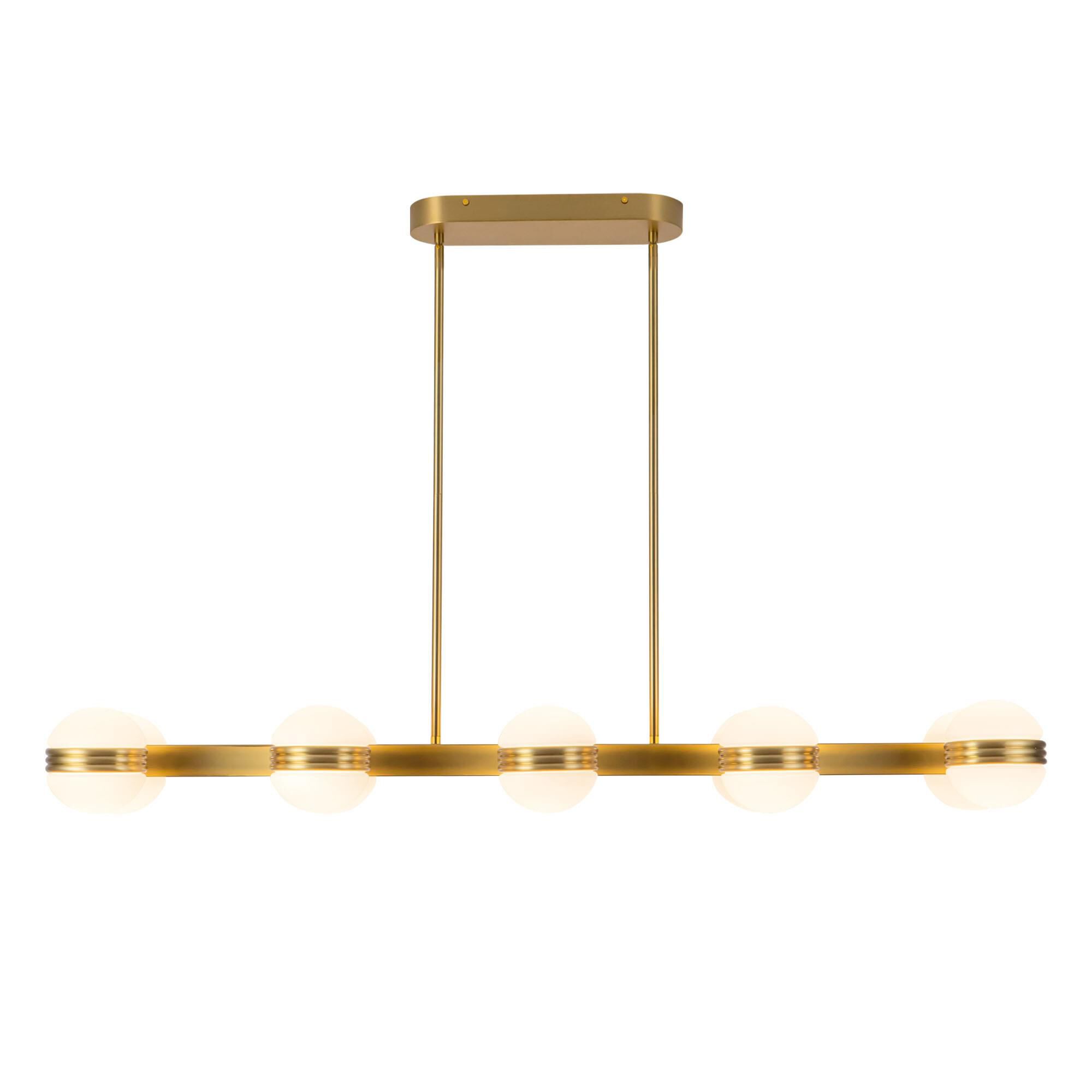 Shown in Brushed Gold finish and Matte Opal glass