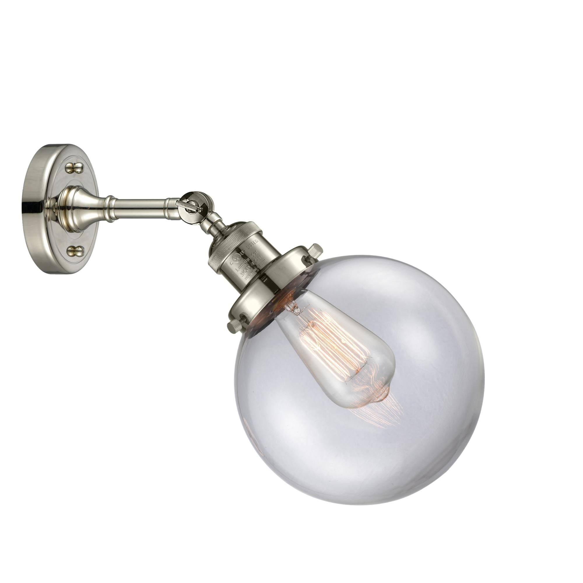 Shown in Polished Nickel finish and Clear glass and No Accent accent