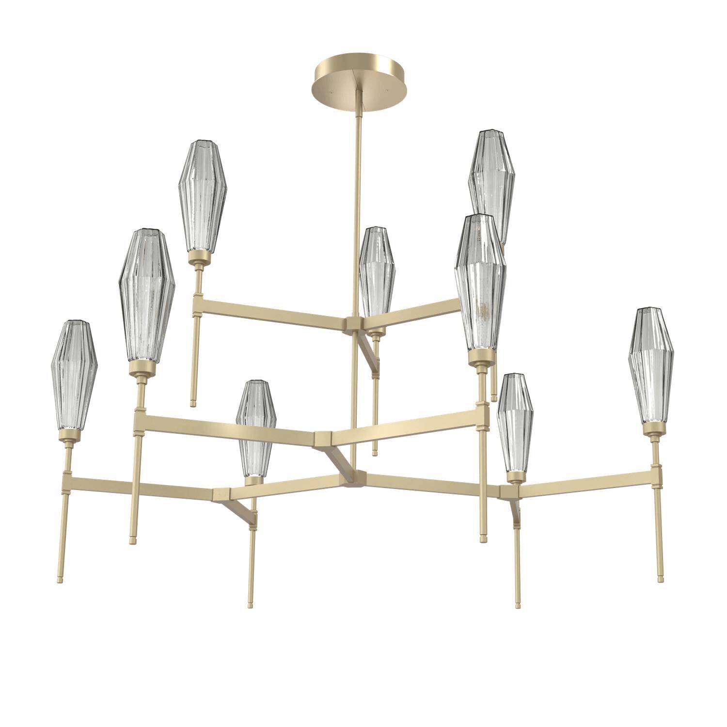 Shown in Gilded Brass finish and Optic Rib Smoke glass