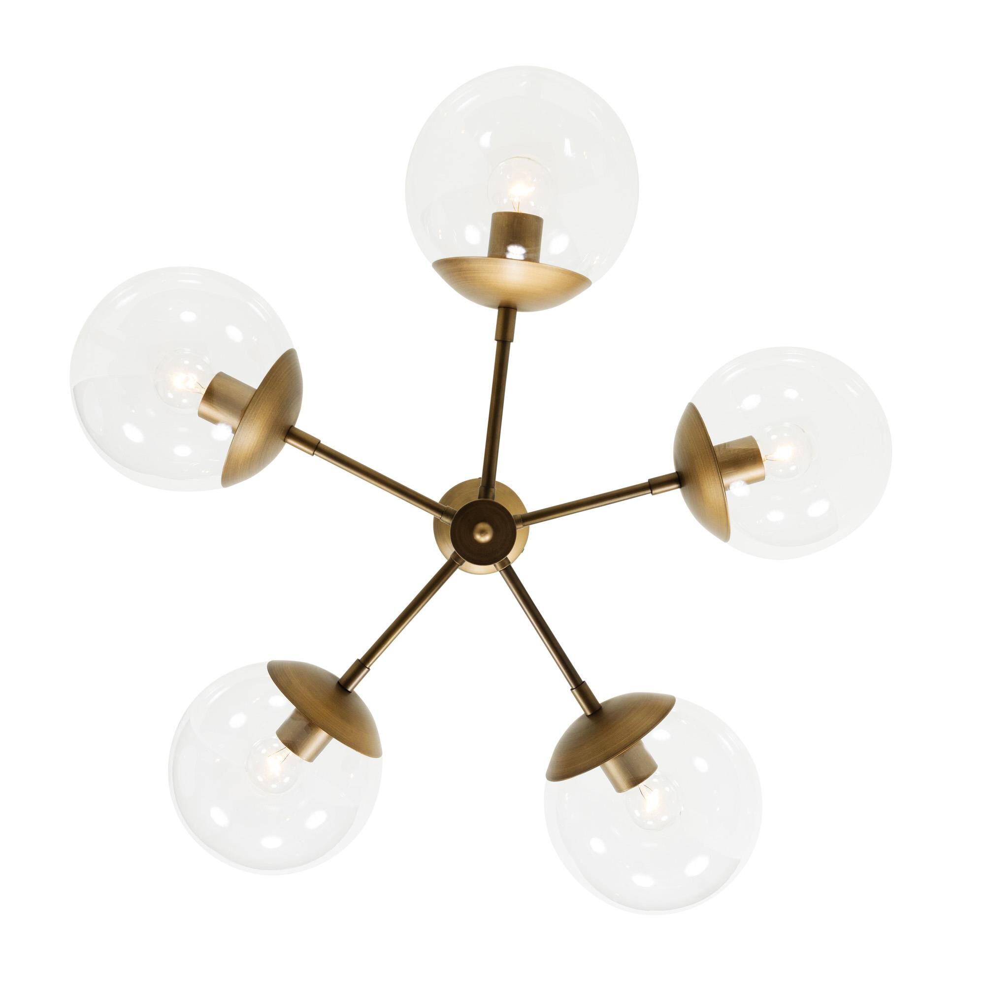 Shown in Antique Brass finish and Clear glass