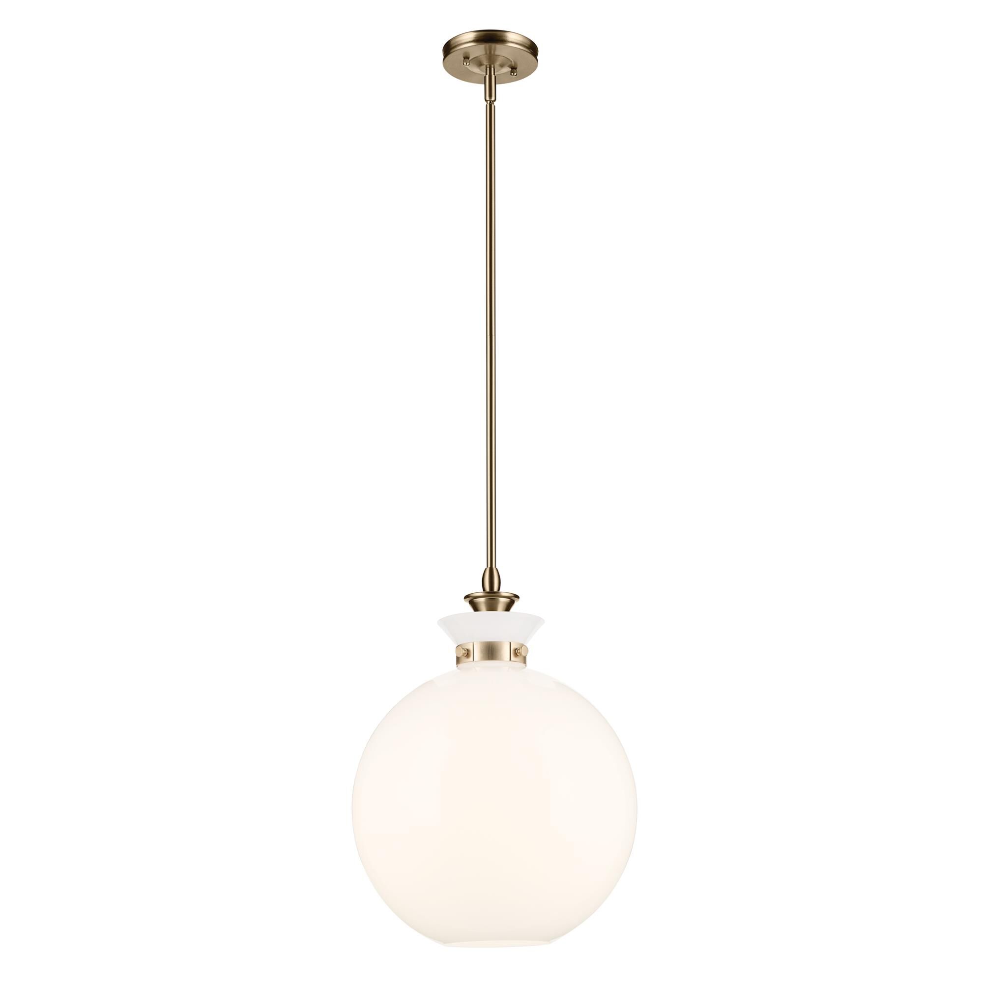 Shown in Champagne Bronze finish and Opal glass