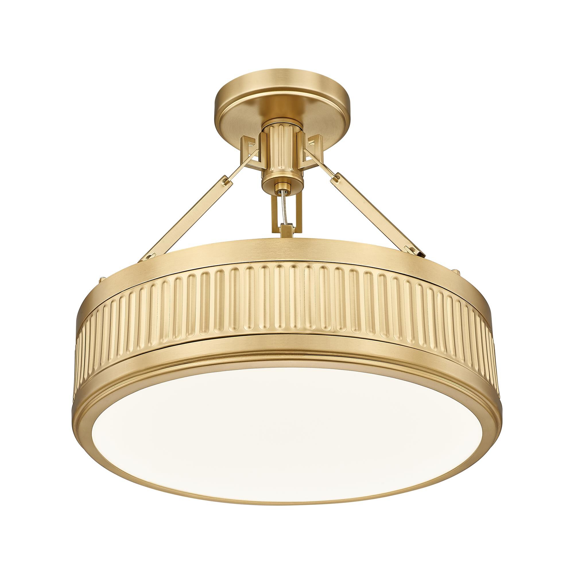 Shown in Modern Gold finish and White glass