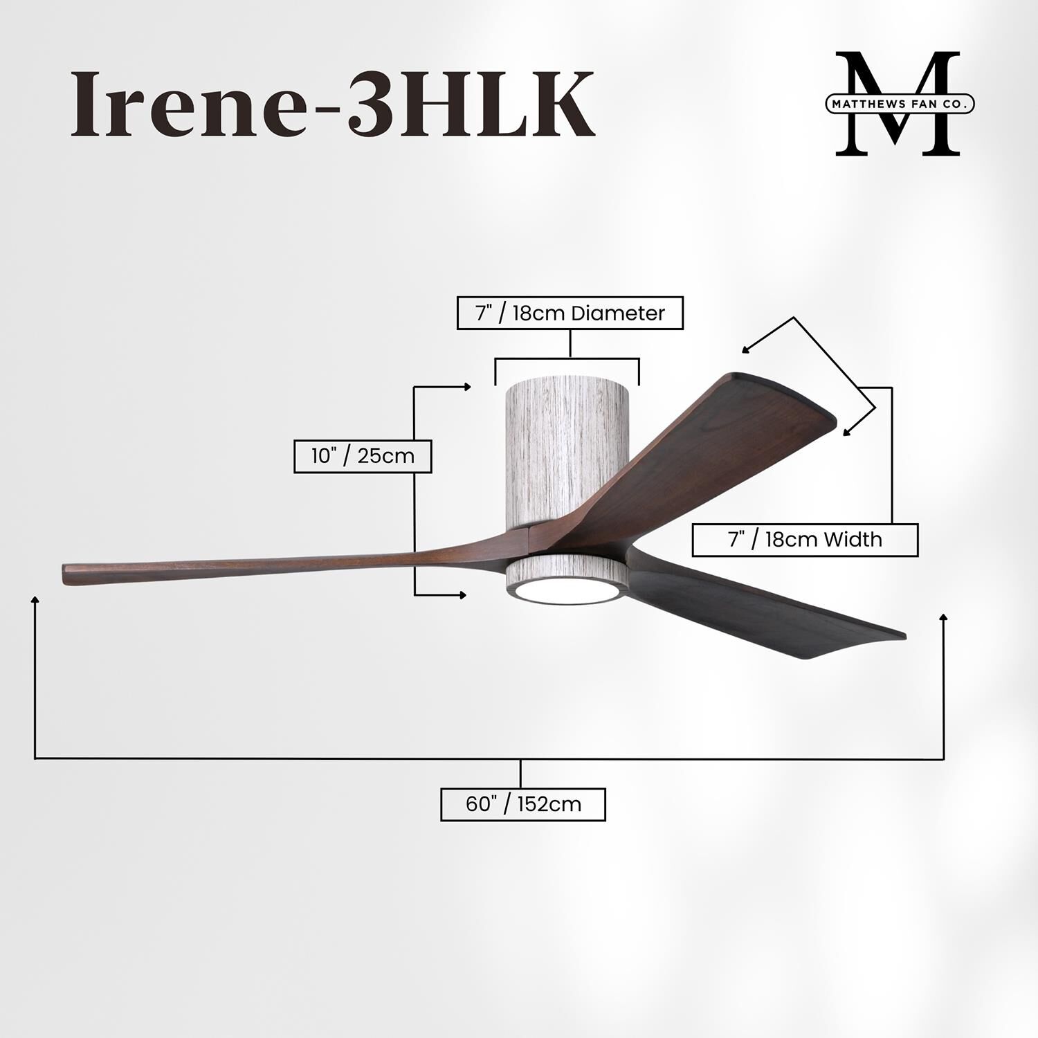 Irene 60 Inch Flush Mount Fan with Light Kit by Matthews Fan Company