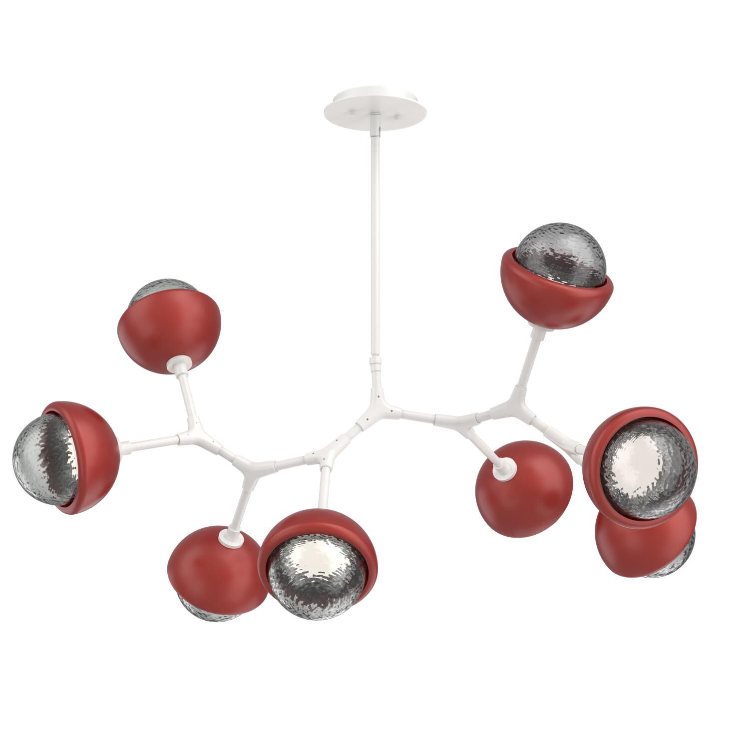 Shown in Salt White finish and Smoke glass and Cinnamon Red accent