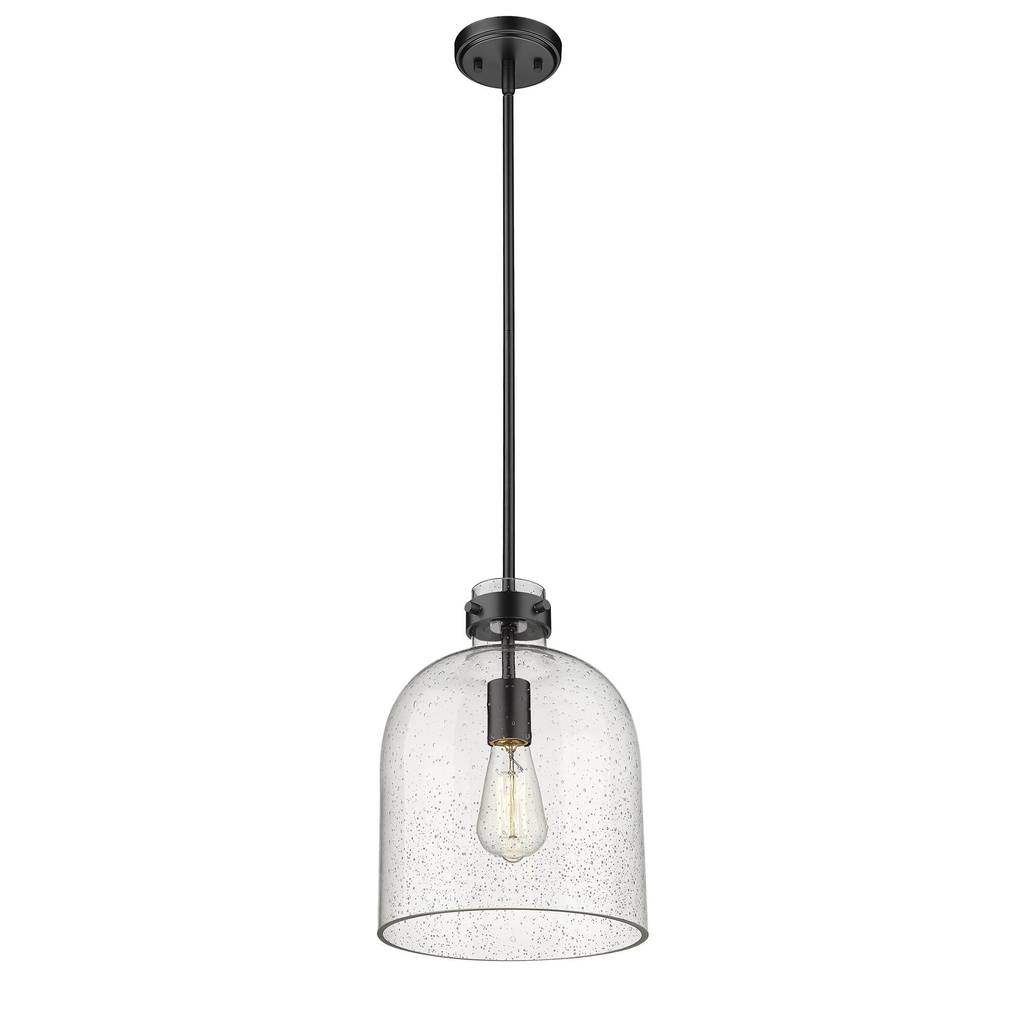 Shown in Matte Black finish and Glass shade