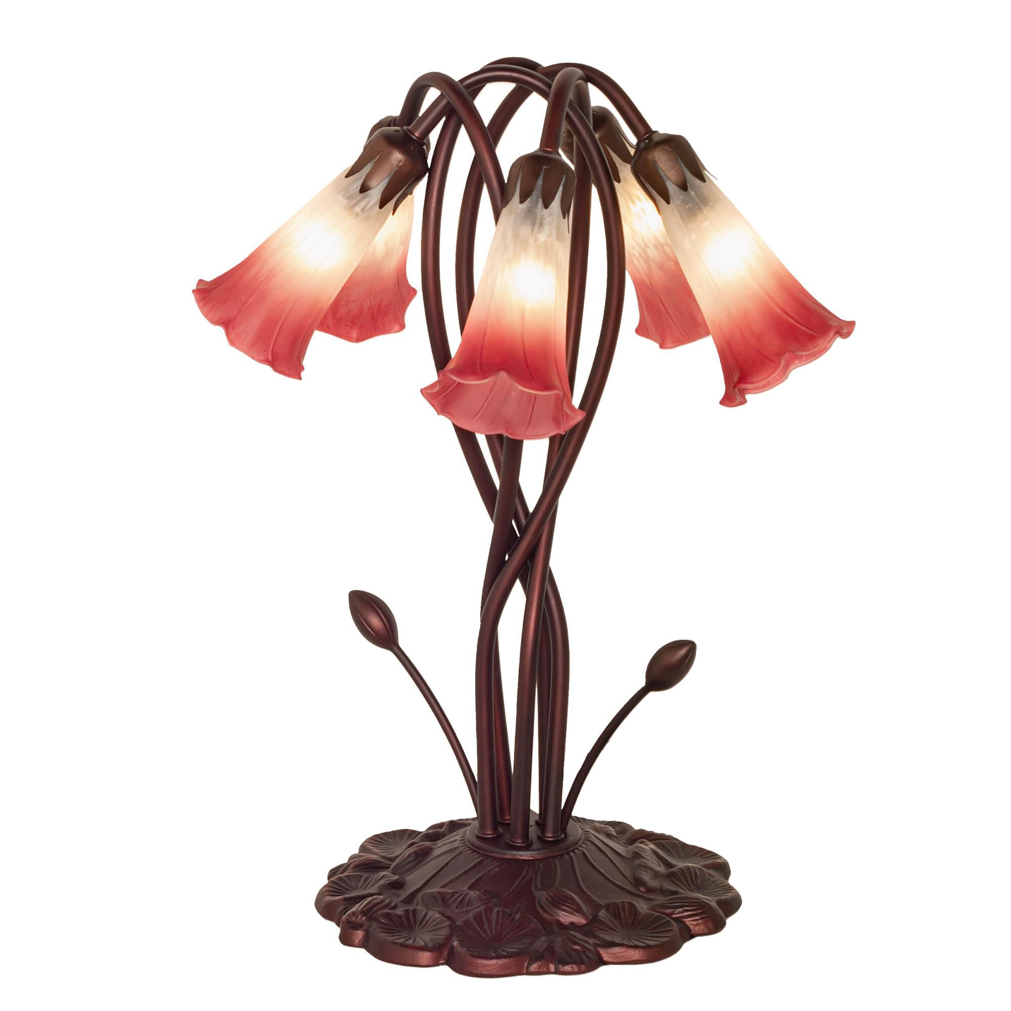 Pink And White Pond Lily 16 Inch Accent Lamp by Meyda Lighting