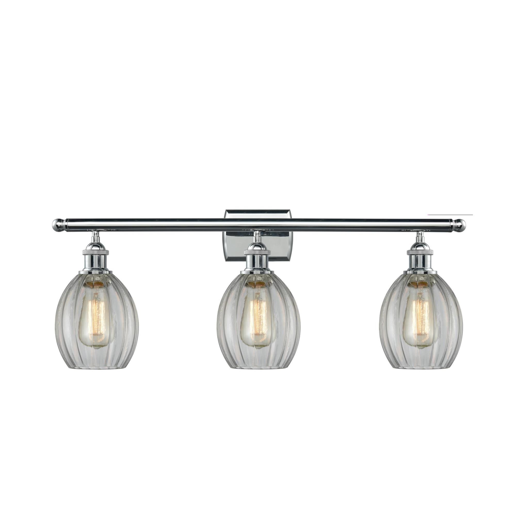 Shown in Polished Chrome finish and Clear Fluted glass