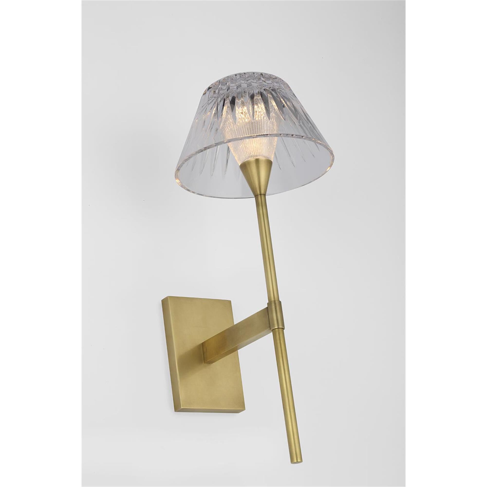Shown in Natural Brass finish and Clear crystal
