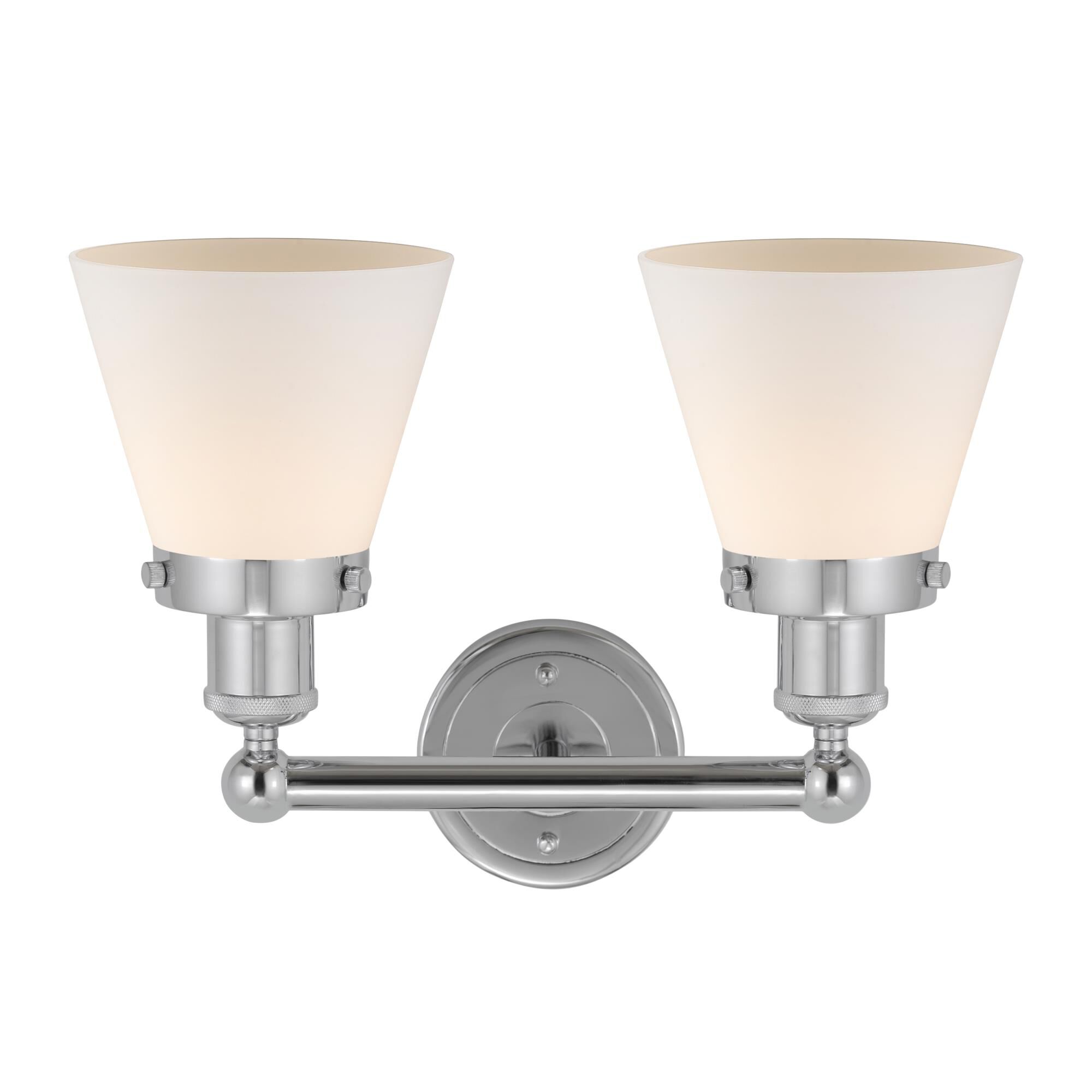 Shown in Polished Chrome  finish and Matte White glass