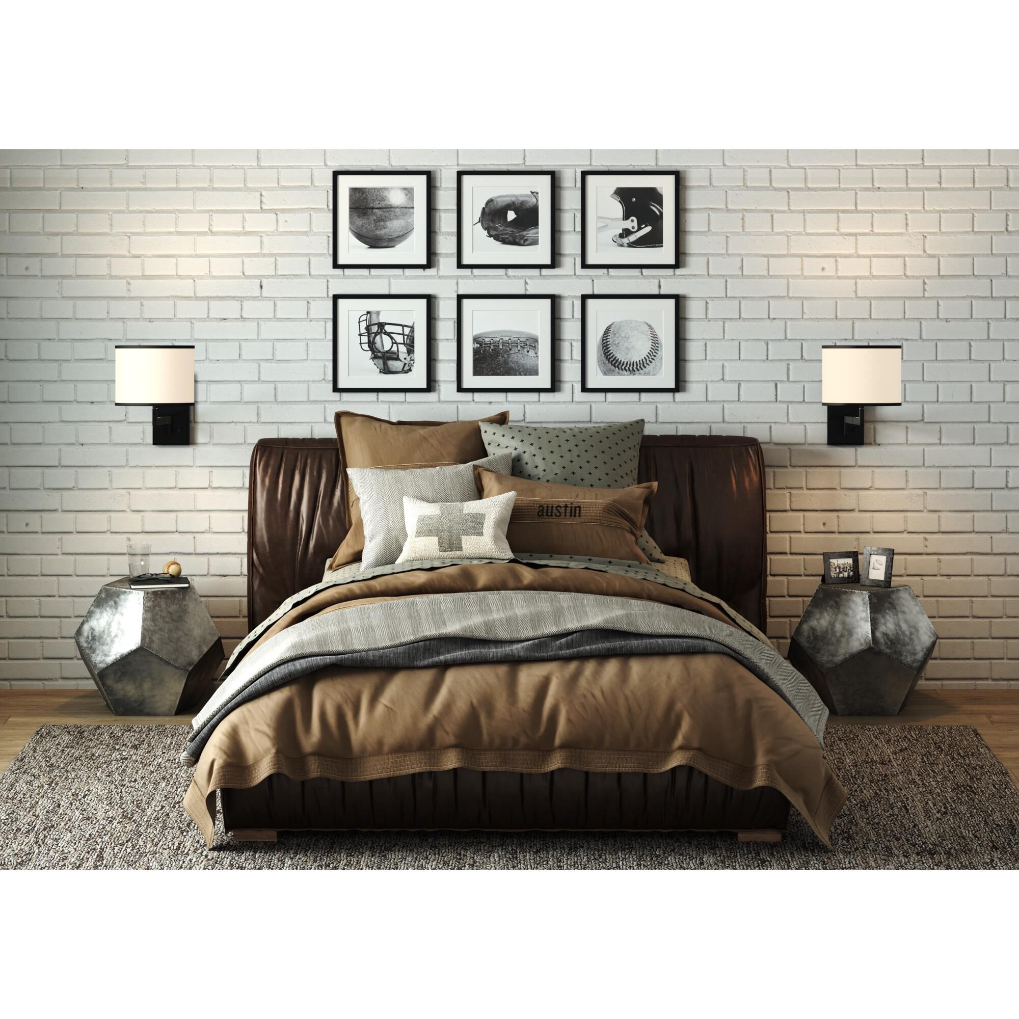 Shown in Matte Black finish and Fabric glass and White shade