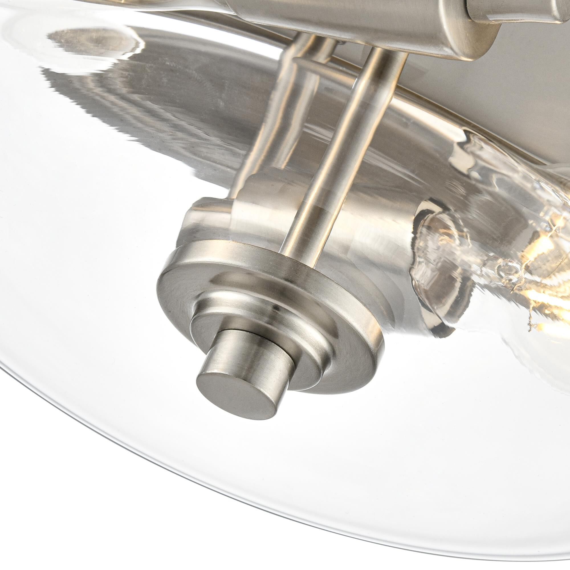 Shown in Brushed Nickel finish and Clear glass