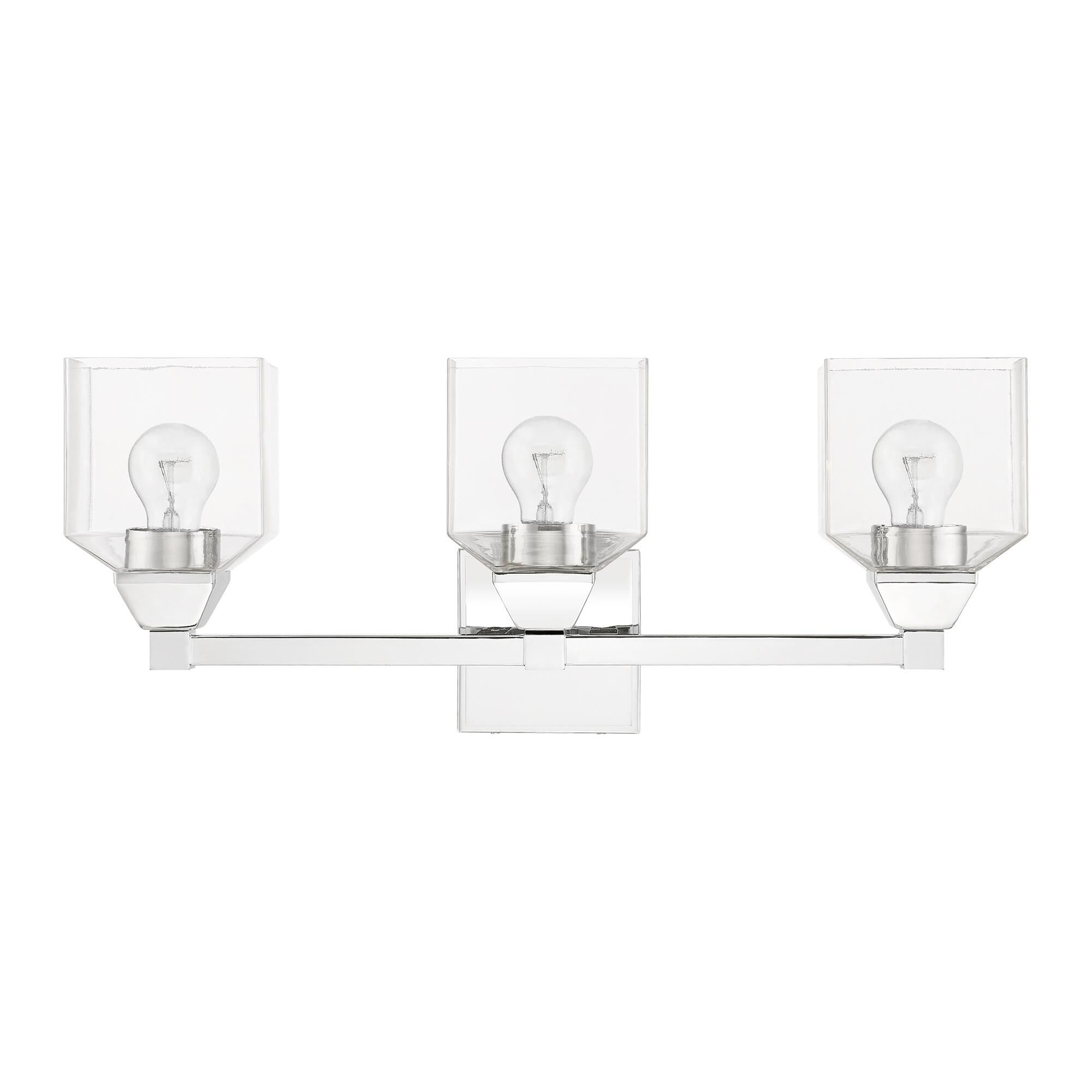 Shown in Polished Chrome finish and Clear glass