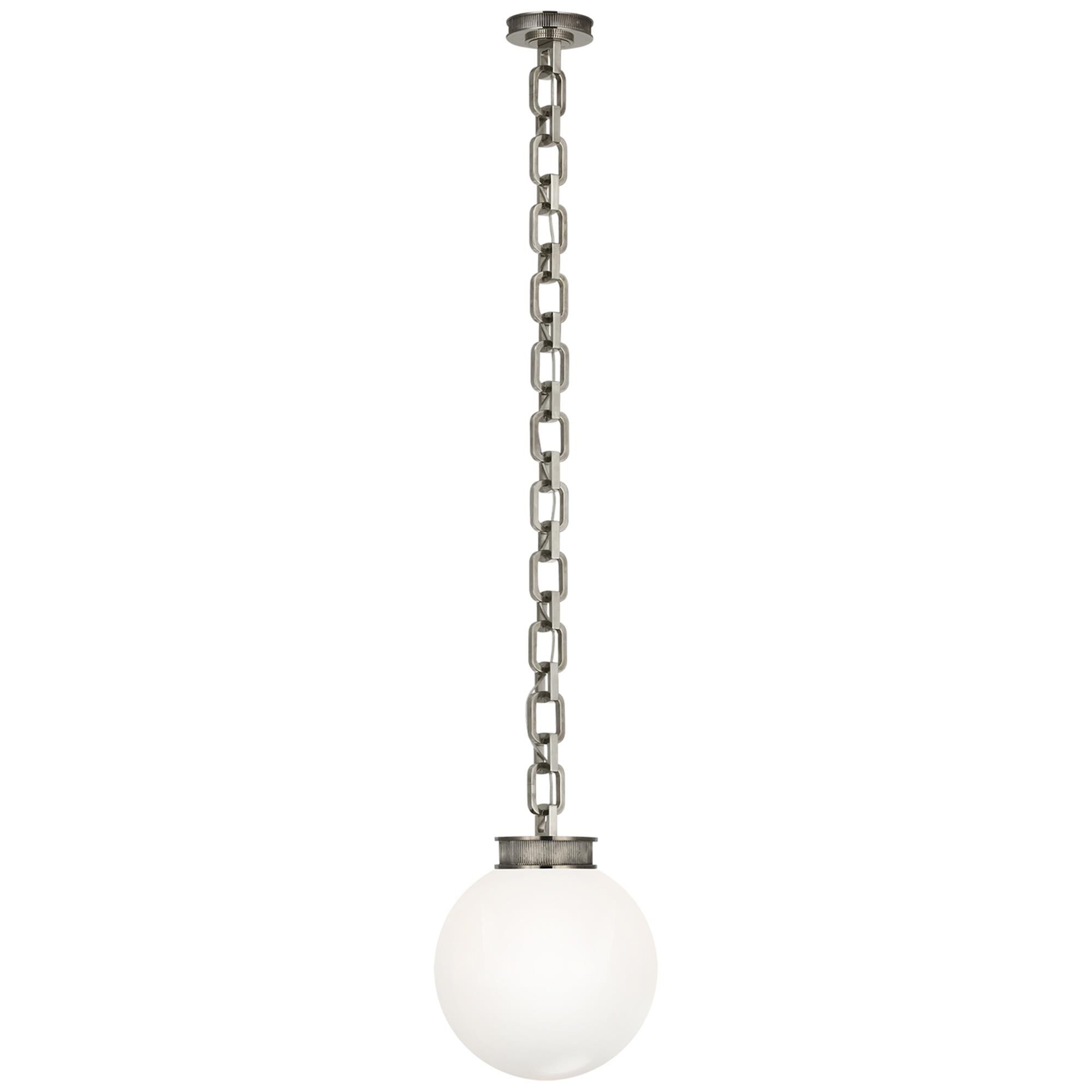 Shown in Pewter finish and White glass
