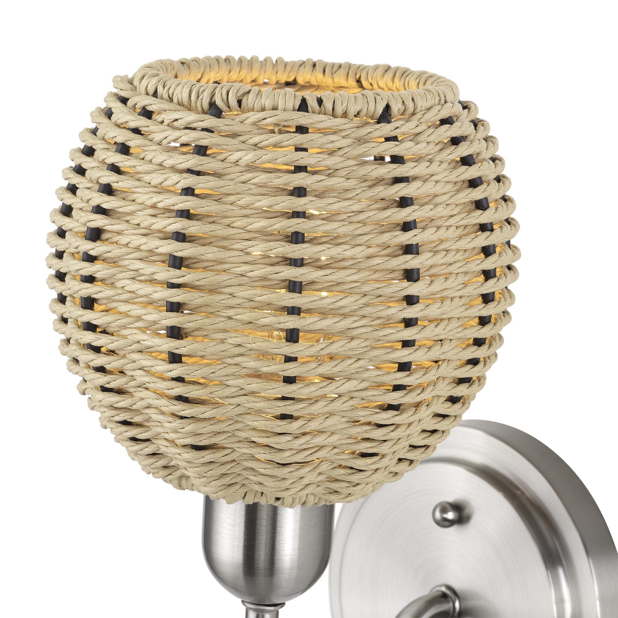 Shown in Brushed Nickel finish and Hand-Woven French Beige Paper Rope shade