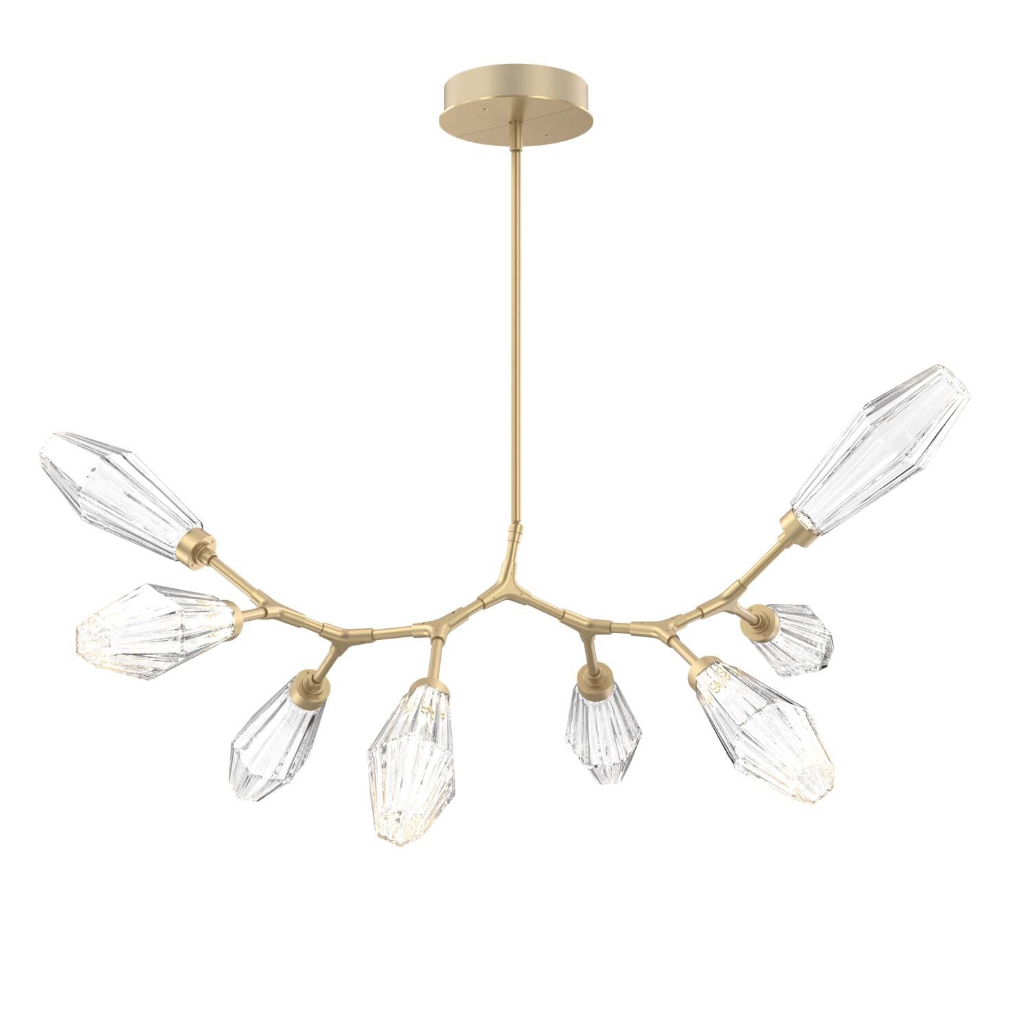 Shown in Gilded Brass finish and Optic Rib Clear glass