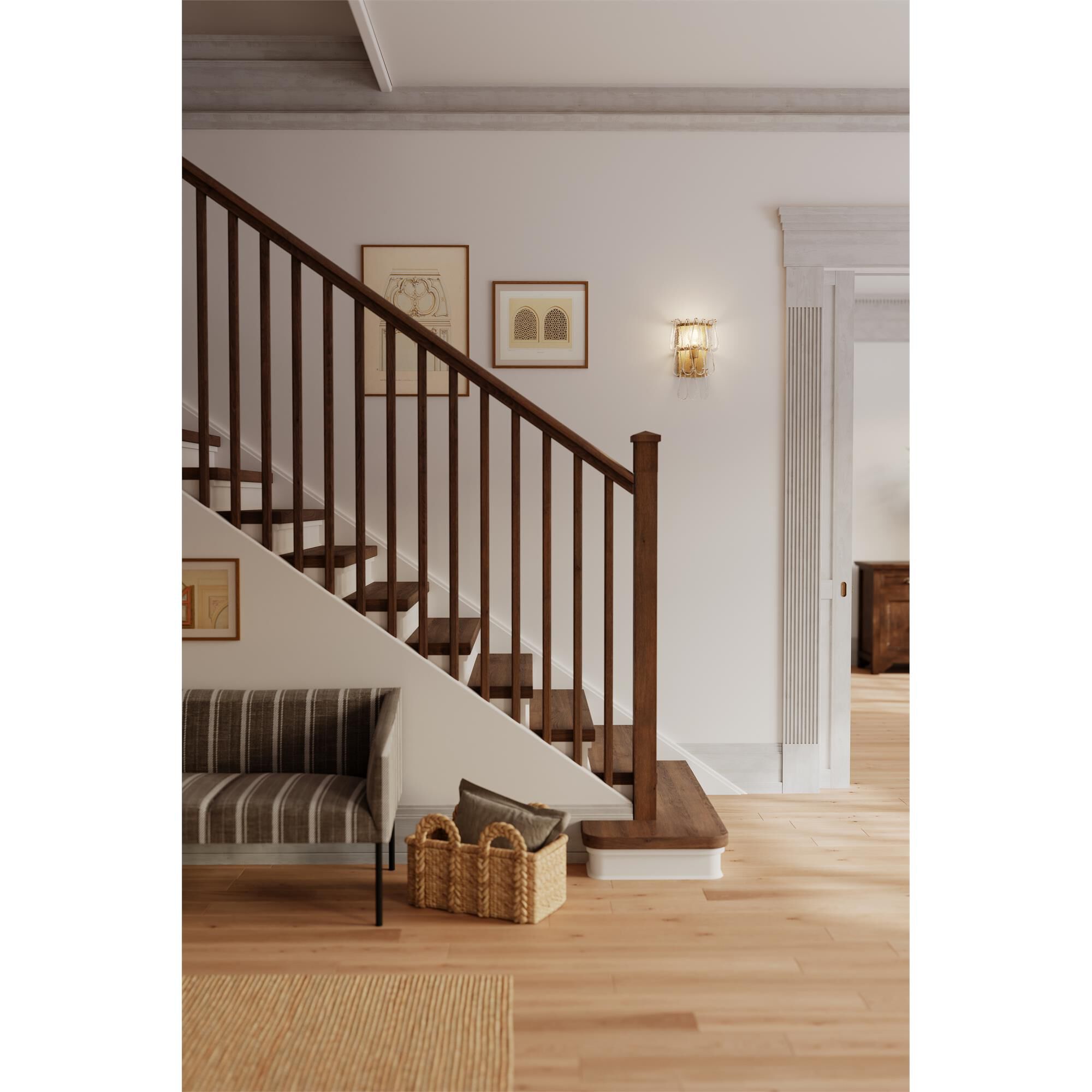 Shown in Legacy Brass finish and Clear Dimpled glass
