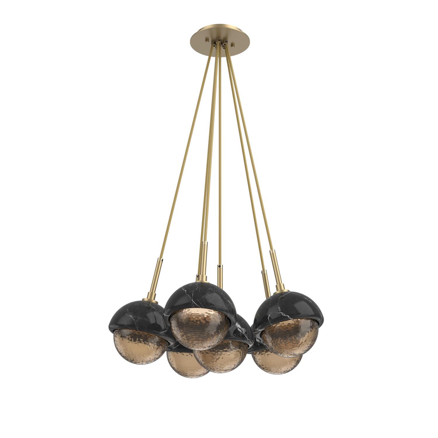 Shown in Gilded Brass finish and Bronze glass and Black Marble accent