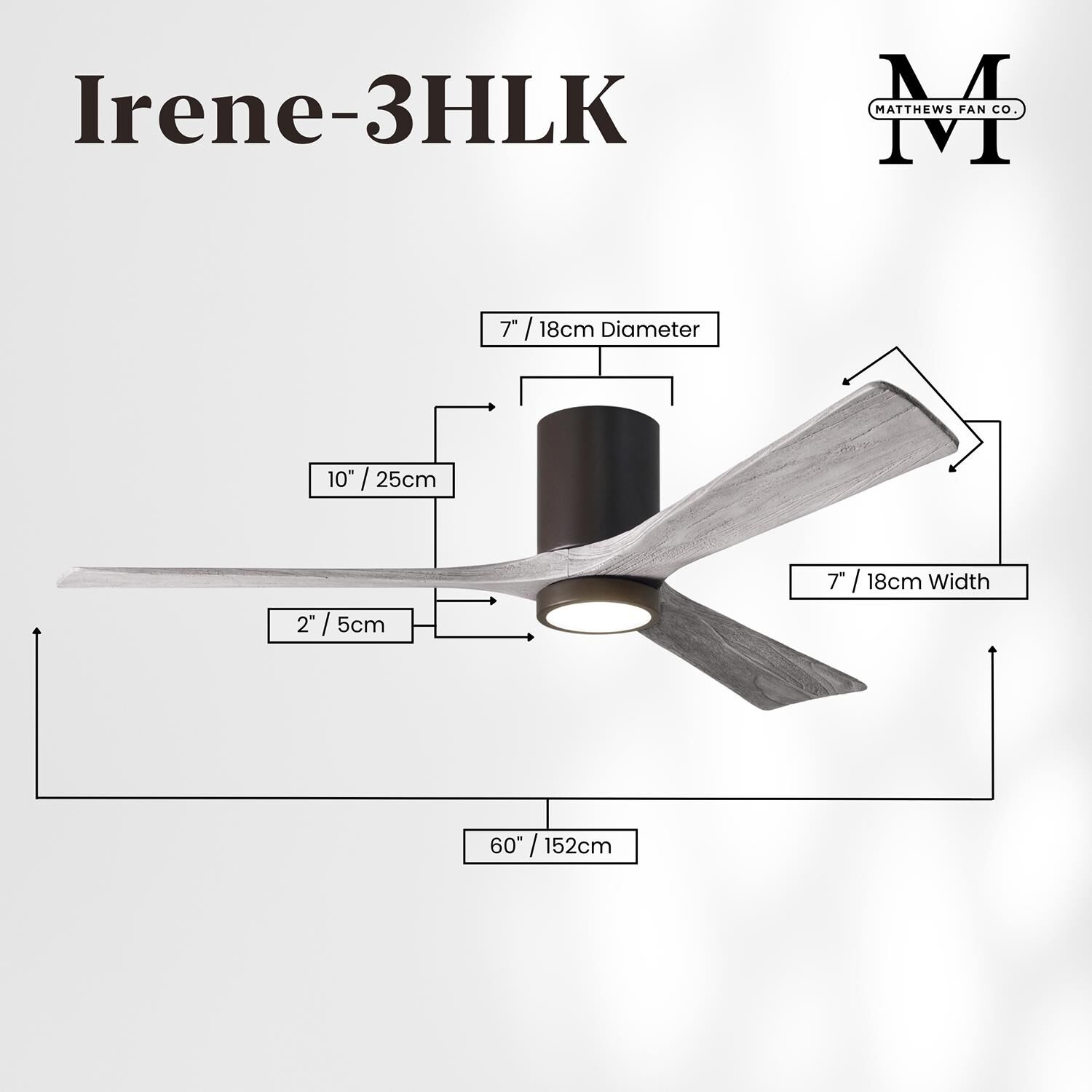 Irene 60 Inch Flush Mount Fan with Light Kit by Matthews Fan Company