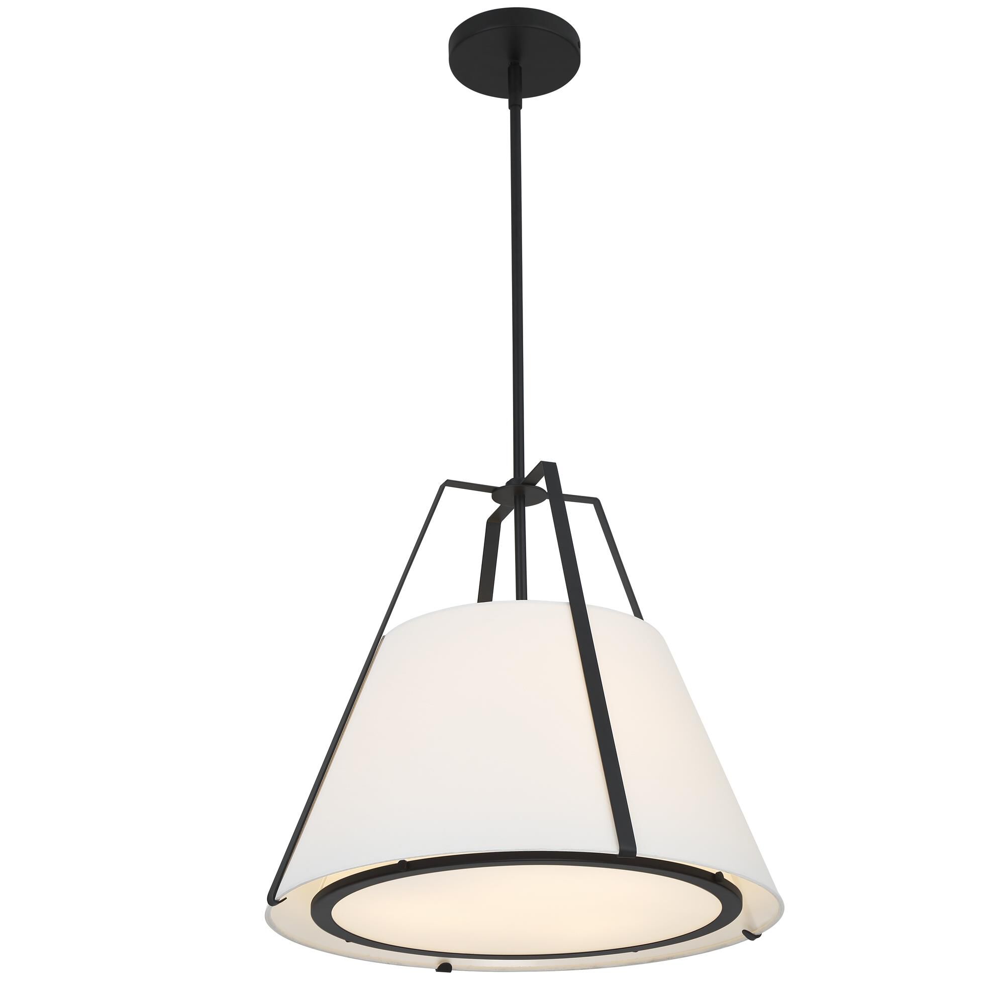 Shown in Black finish and Fabric glass and Fabric shade
