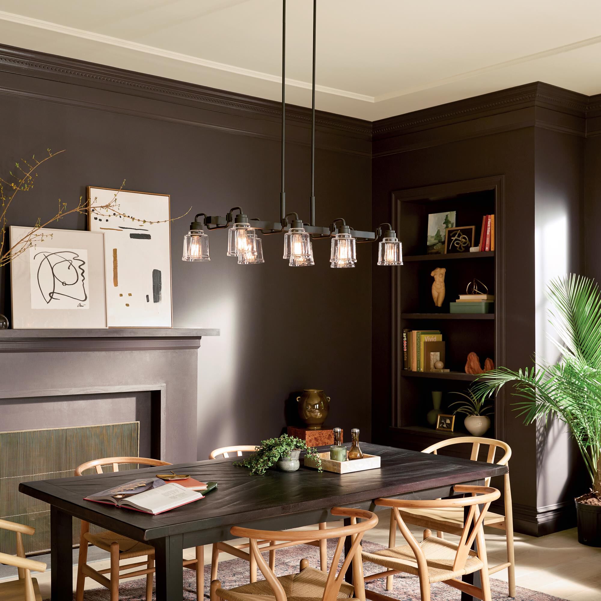 Shown in Black finish and Clear glass