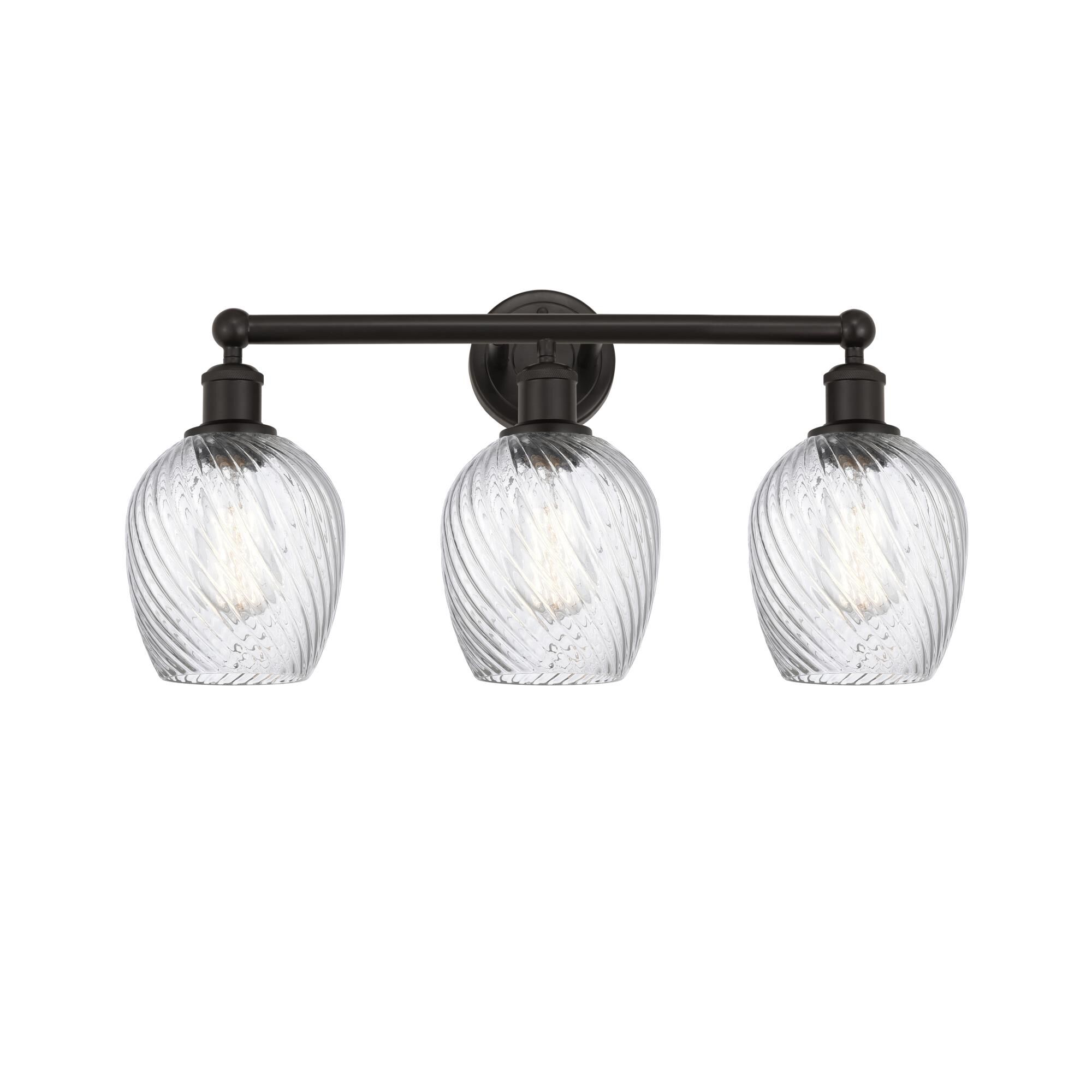 Shown in Oil Rubbed Bronze, Clear Spiral Fluted finish and Clear Spiral Fluted glass and Clear Spiral Fluted Glass shade