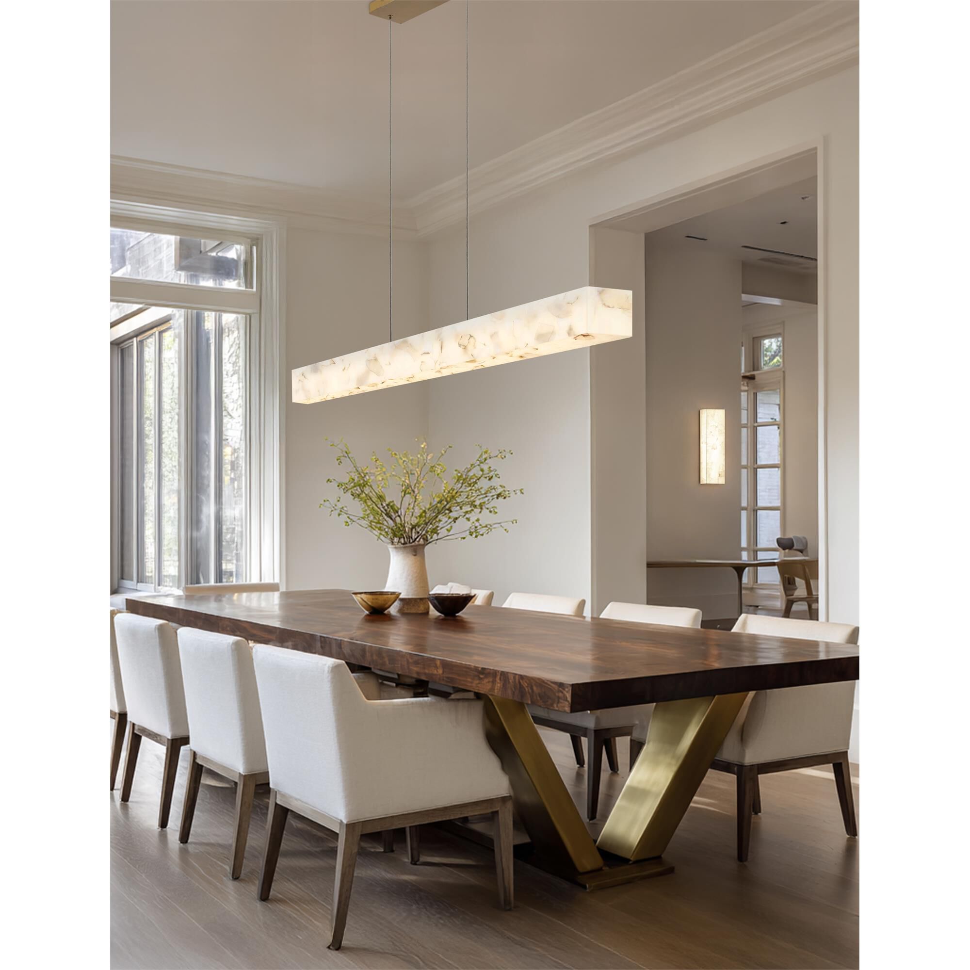 Alabaster Rocks! Medley Large Linear Chandelier,