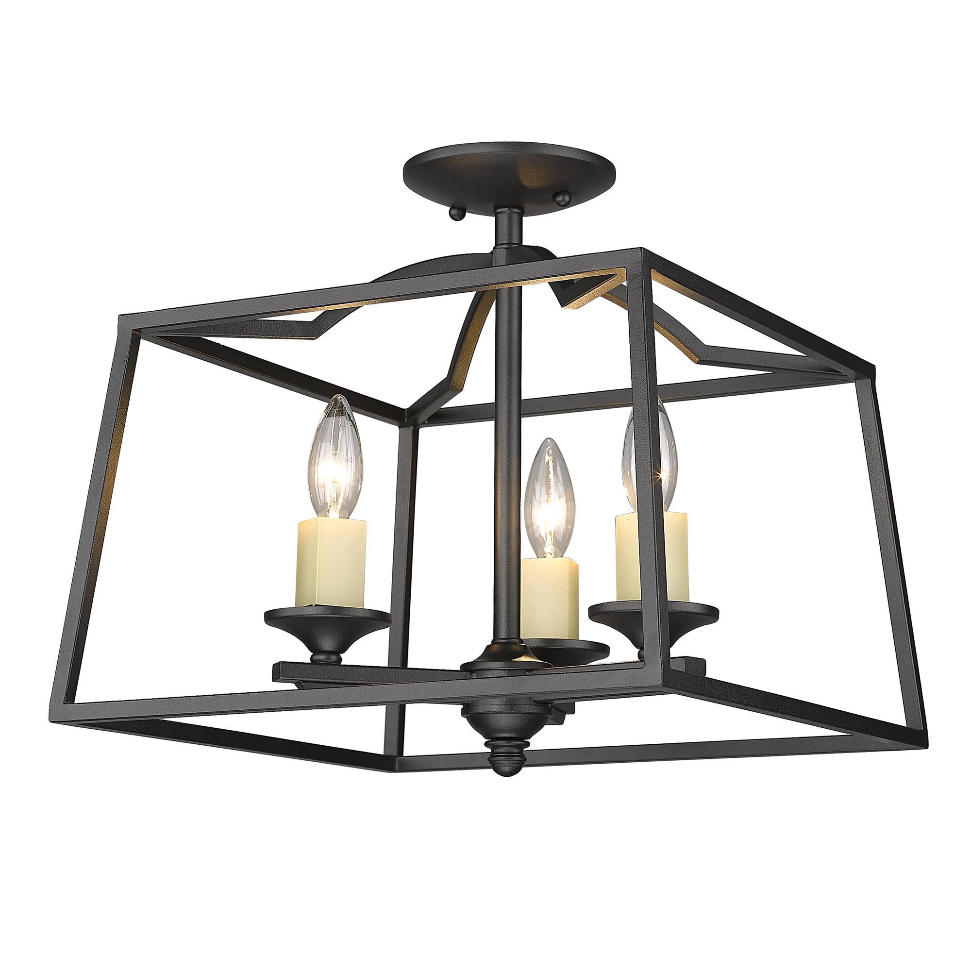 Athena 14 Inch 3 Light Semi Flush Mount by Golden Lighting