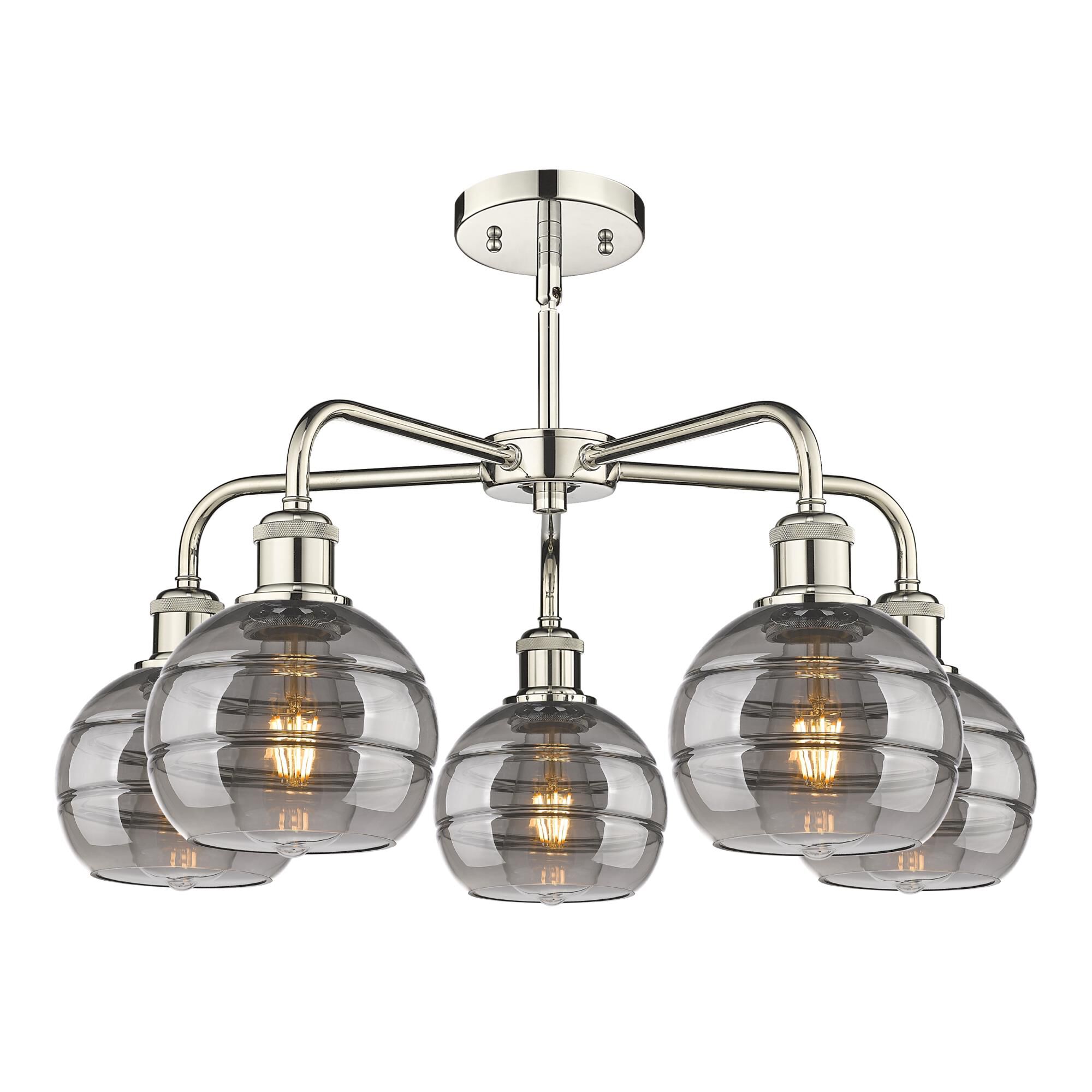 Shown in Polished Nickel finish and Light Smoke glass