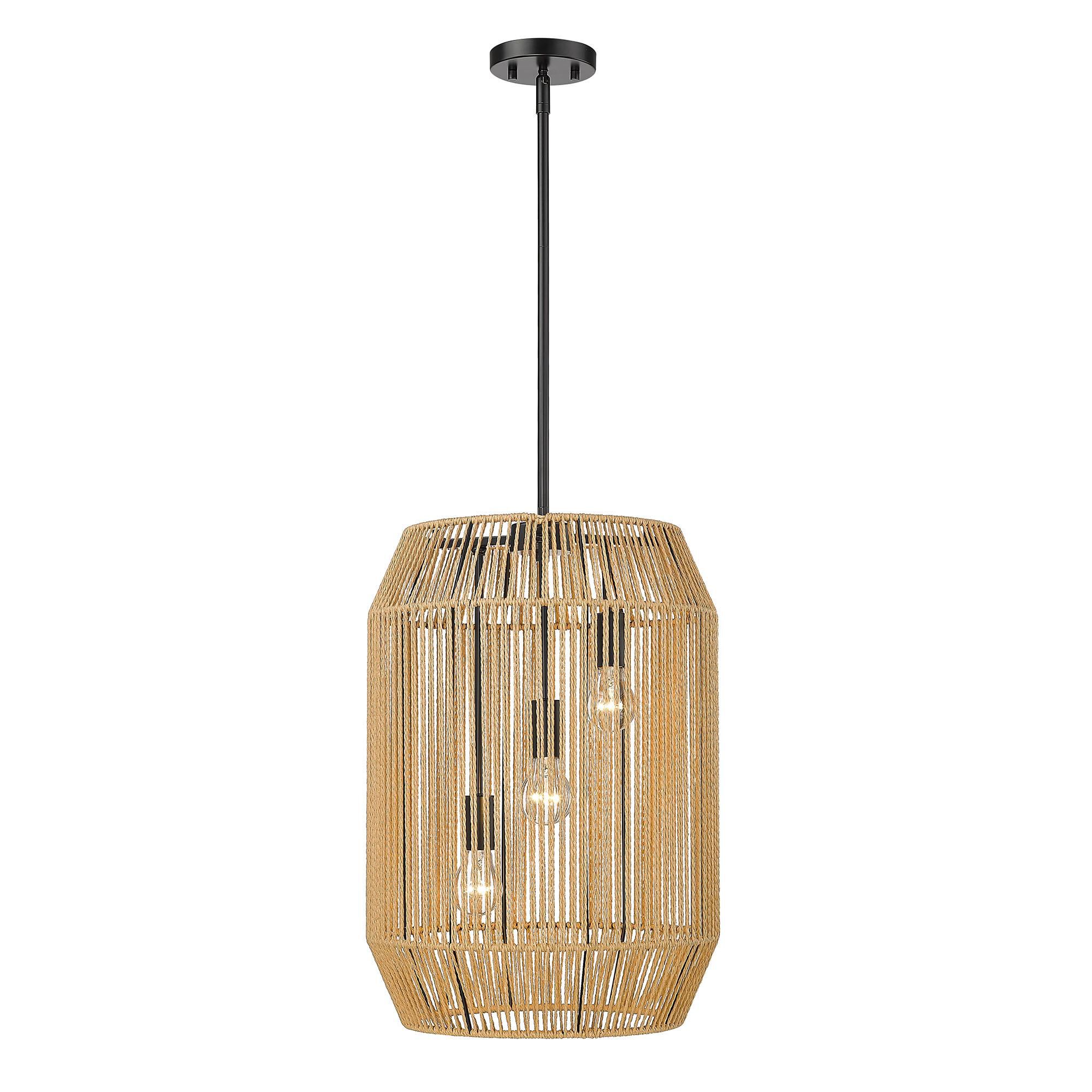 Shown in Matte Black finish and Natural Raphia Rope shade