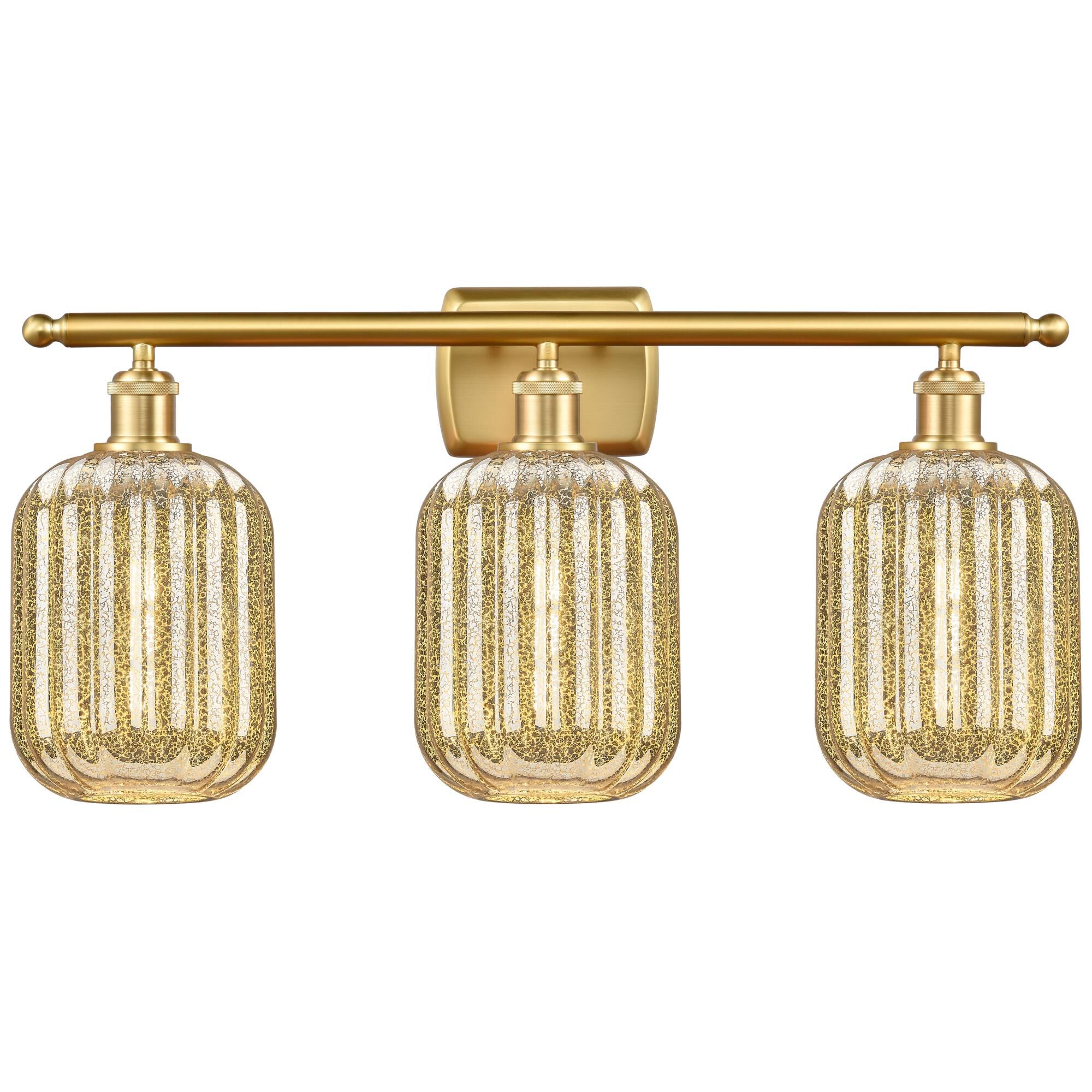 Shown in Satin Gold finish and Mercury glass