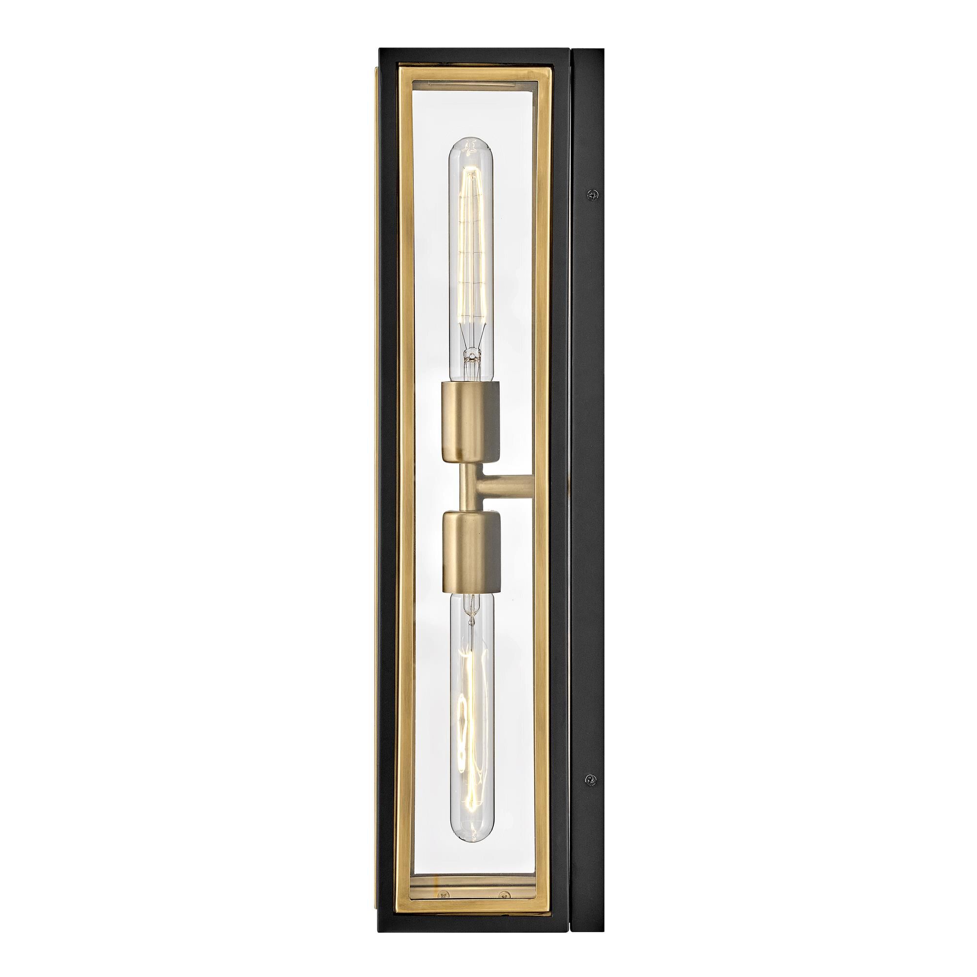 Shown in Black with Heritage Brass Accents finish and Clear glass
