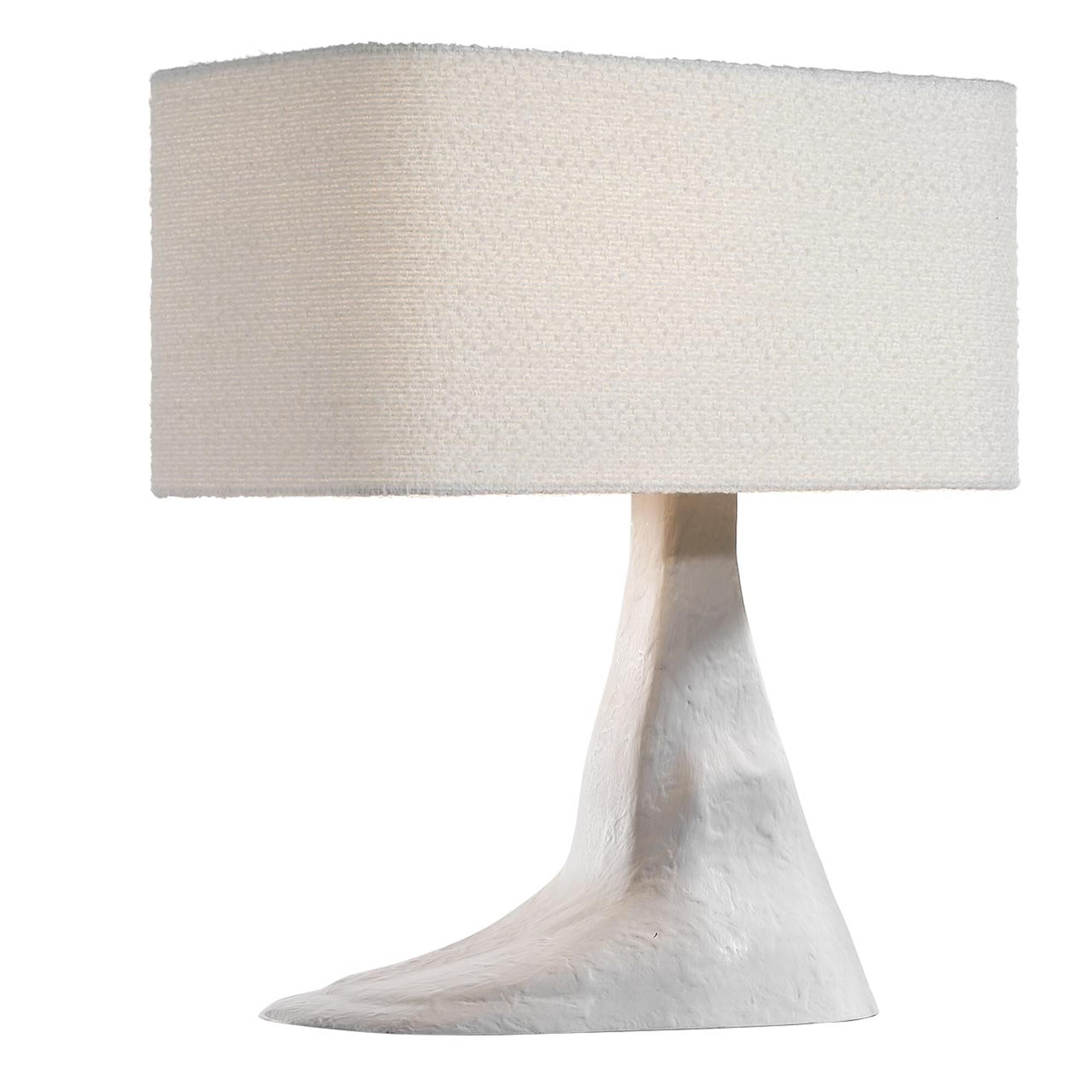 Shown in Plaster White finish and Boucle Rectangle shade