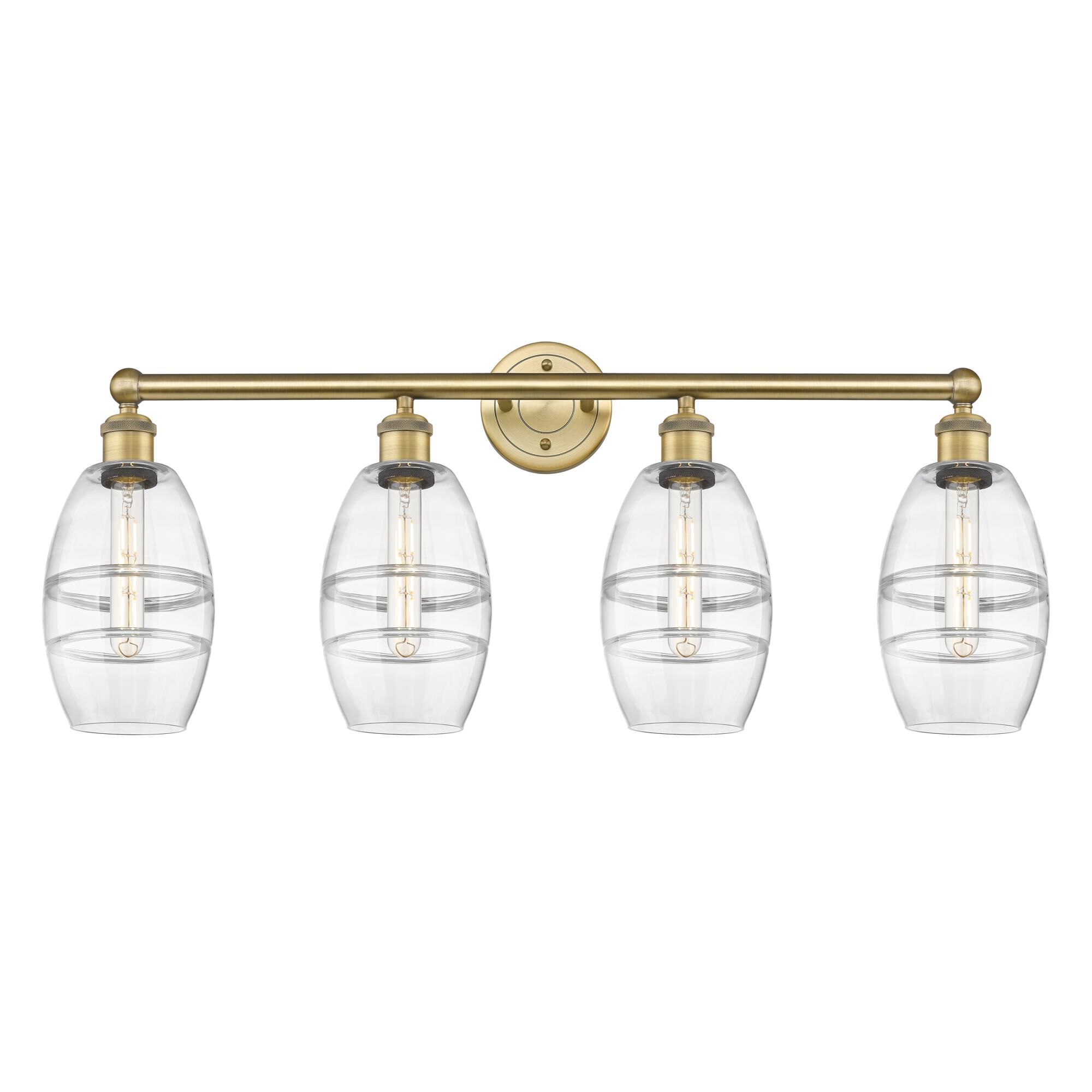 Shown in Brushed Brass finish and Clear glass