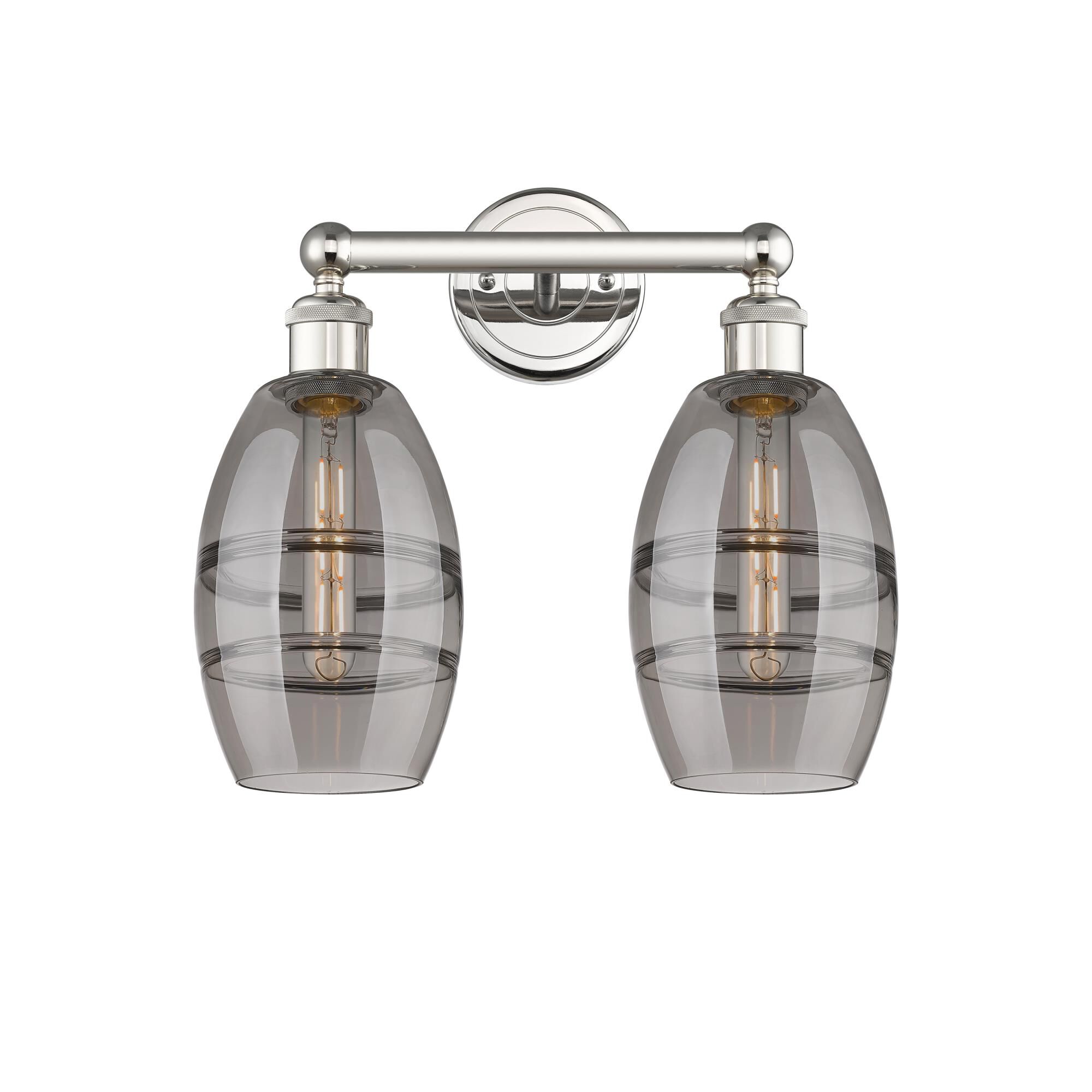 Shown in Polished Nickel finish and Light Smoke glass