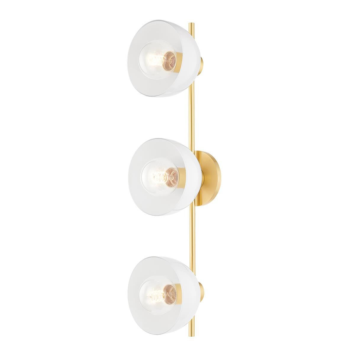 Shown in Aged Brass finish and Opal Glossy glass