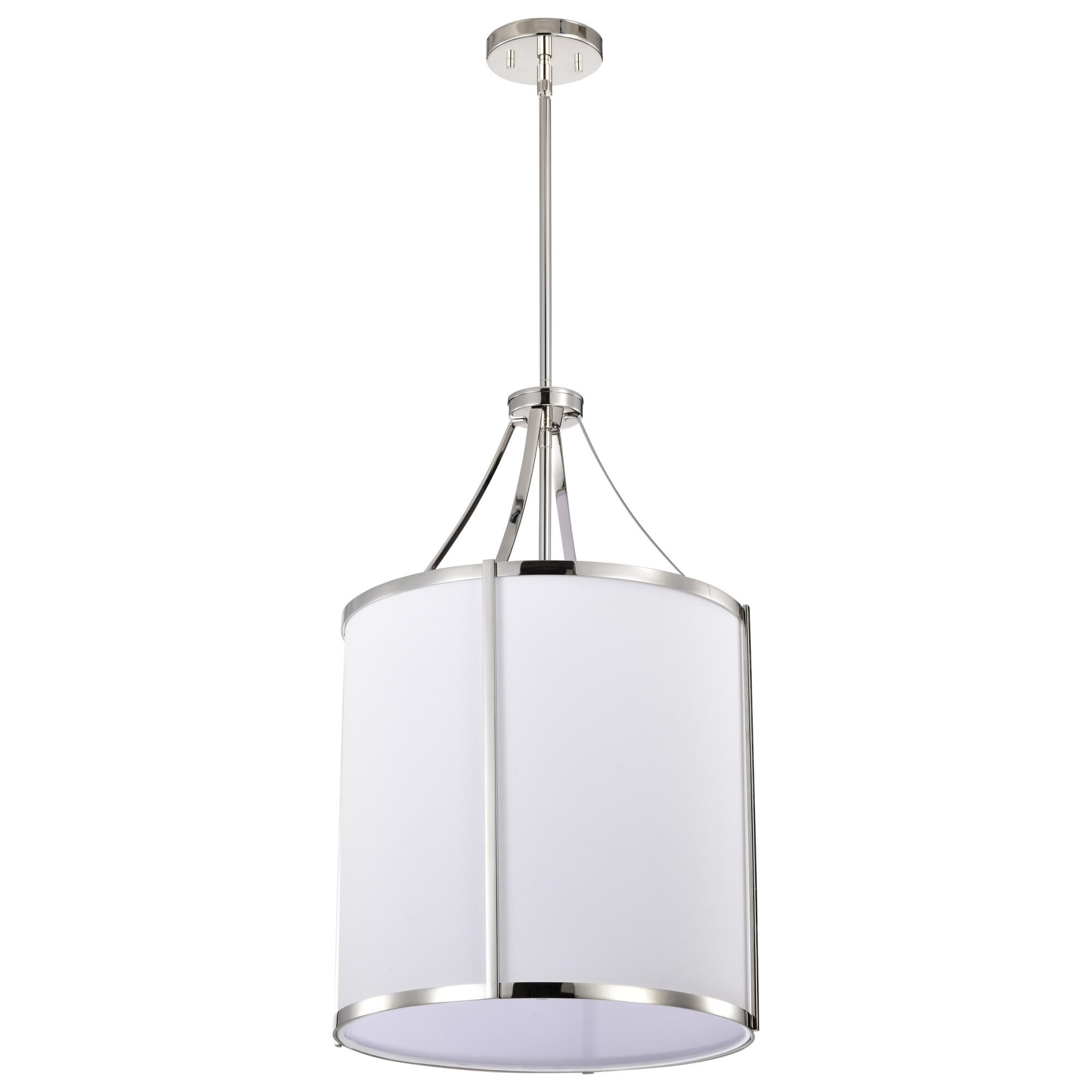 Shown in Polished Nickel finish and White Linen shade