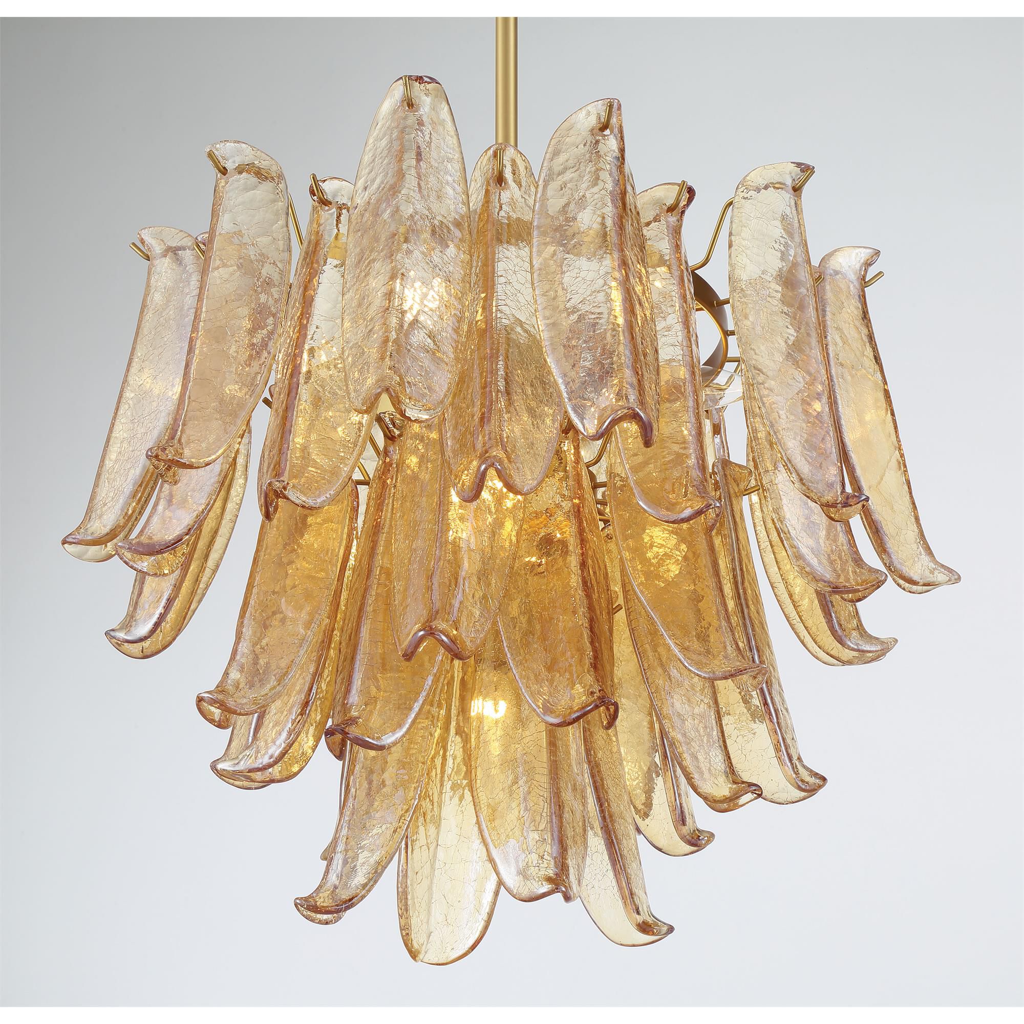 Shown in Legacy Brass finish and Amber Crackled glass
