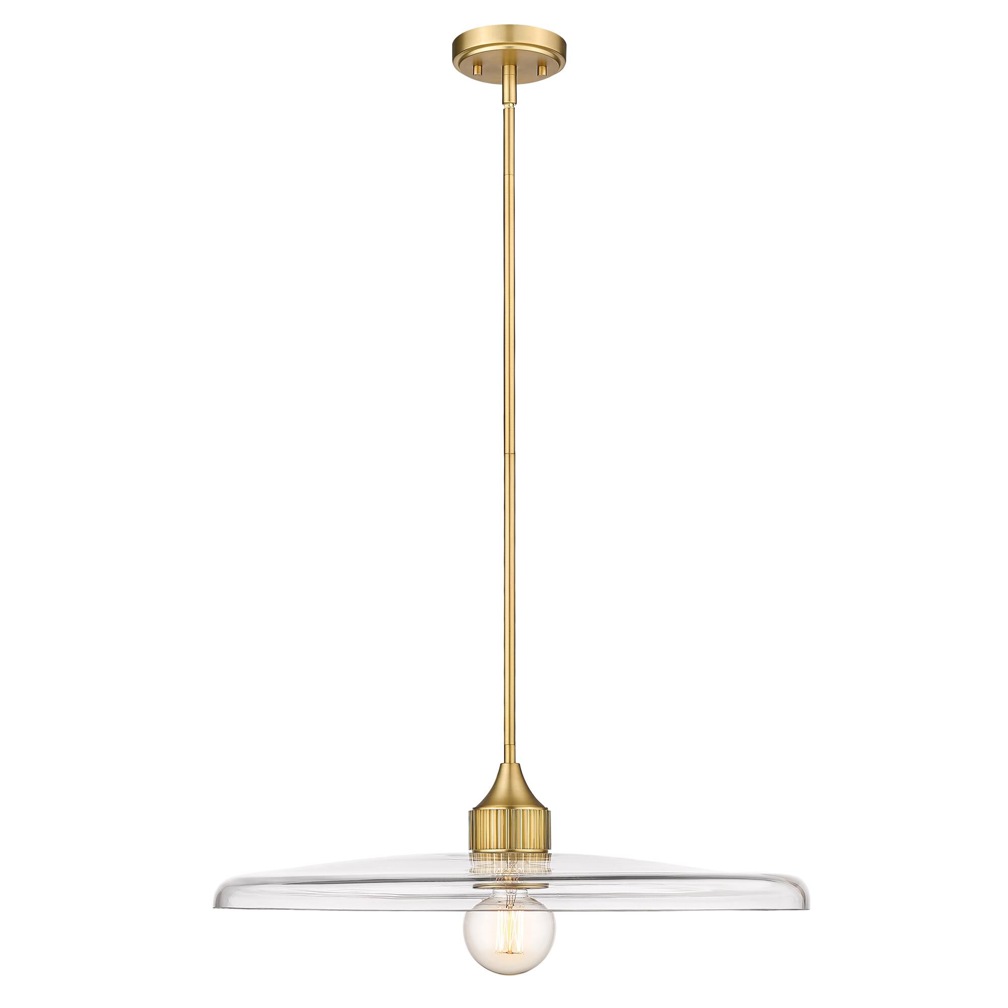 Shown in Olde Brass finish and Clear glass
