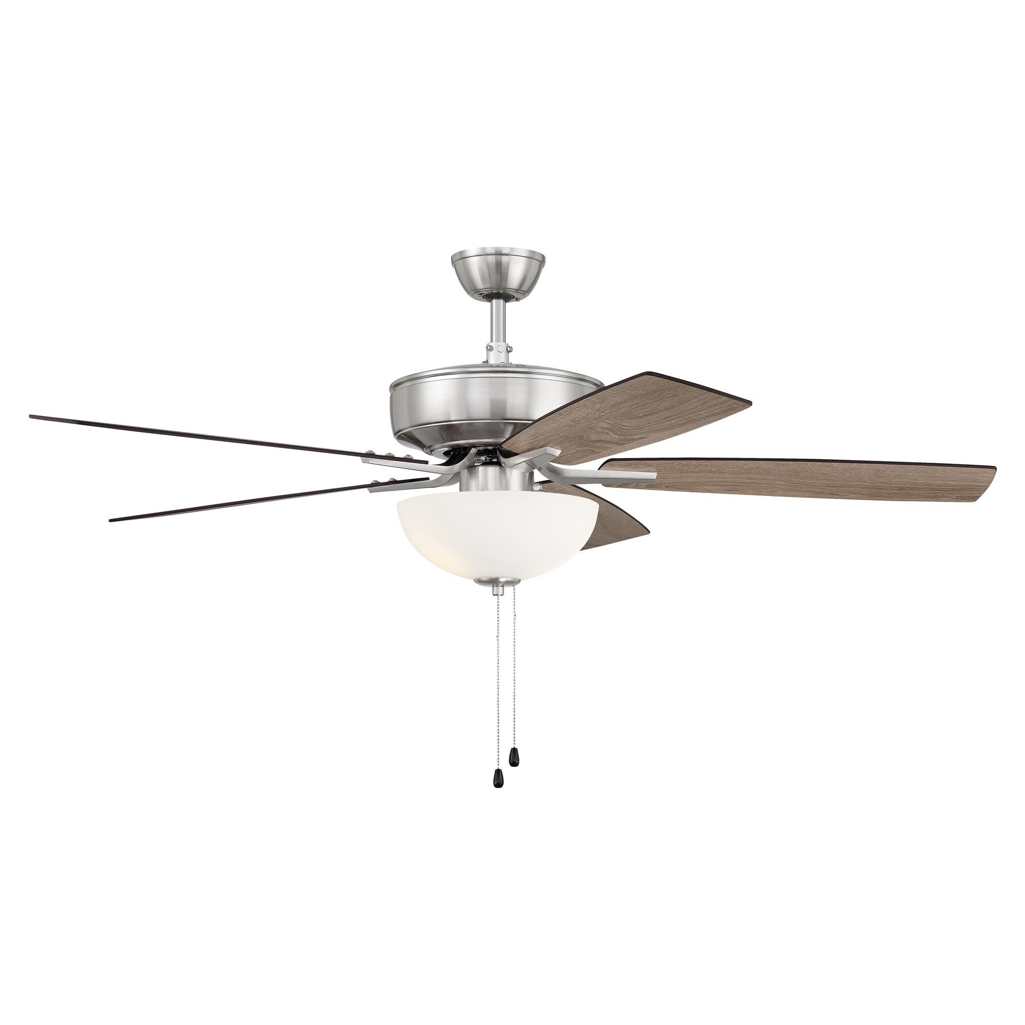 Shown in Brushed Polished Nickel finish and White Frost glass and Yes shade