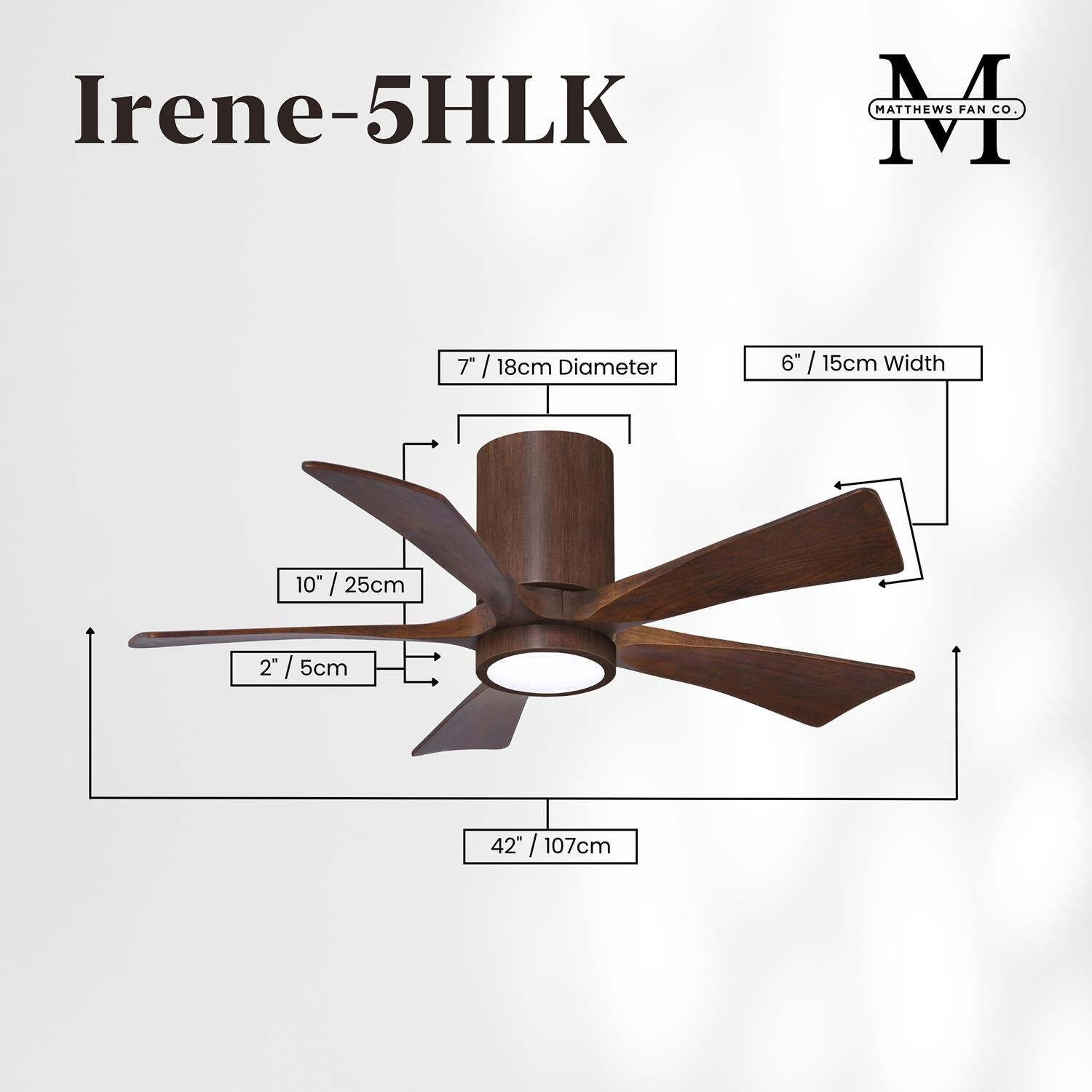 Irene 42 Inch Flush Mount Fan with Light Kit by Matthews Fan Company