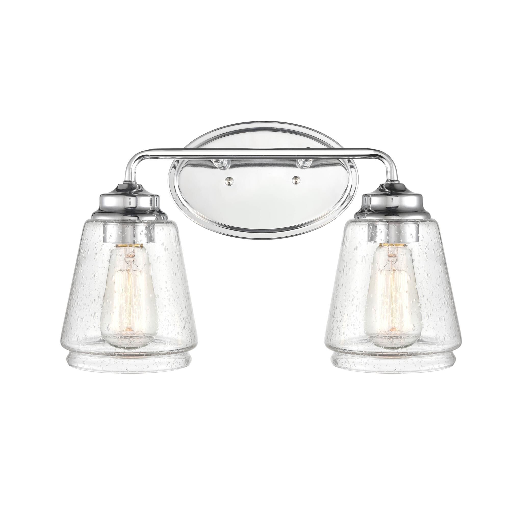 Shown in Chrome finish and Clear Seeded glass