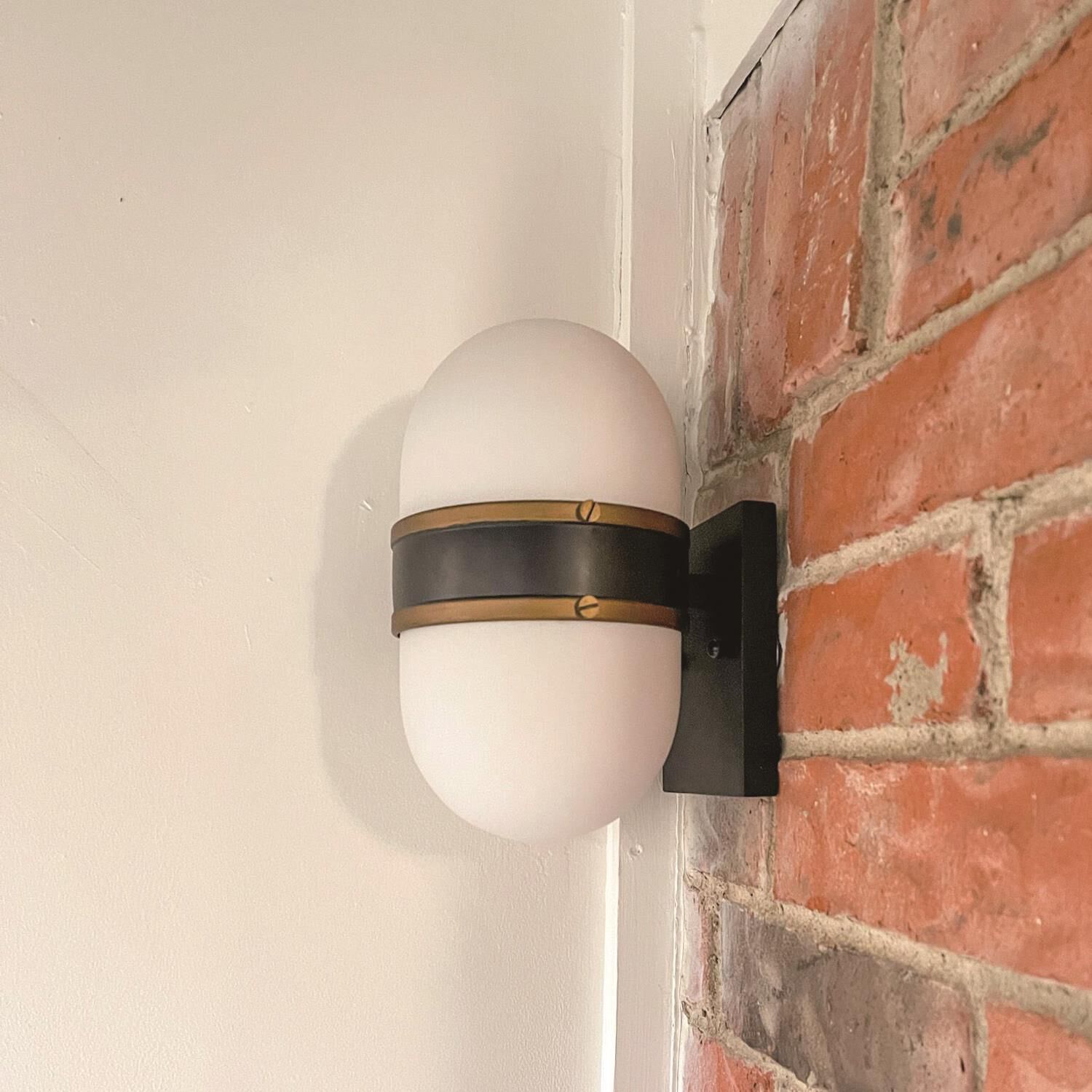 Shown in Matte Black + Textured Gold finish and Opal Frosted glass and Opal Frosted Glass shade