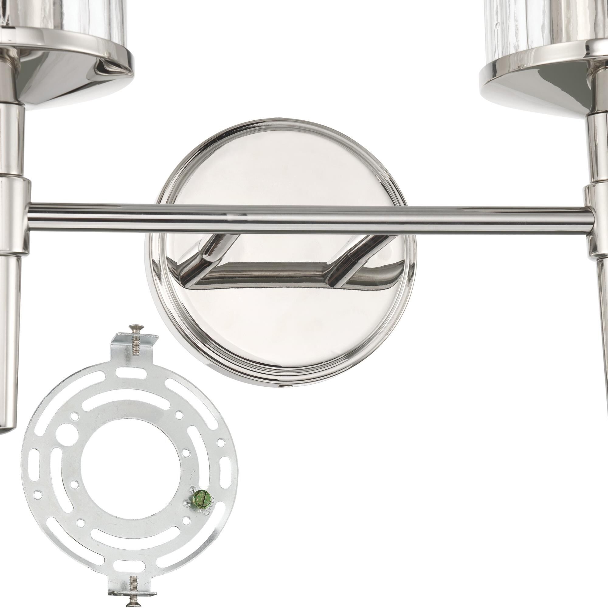 Shown in Polished Nickel finish and Clear Ribbed glass