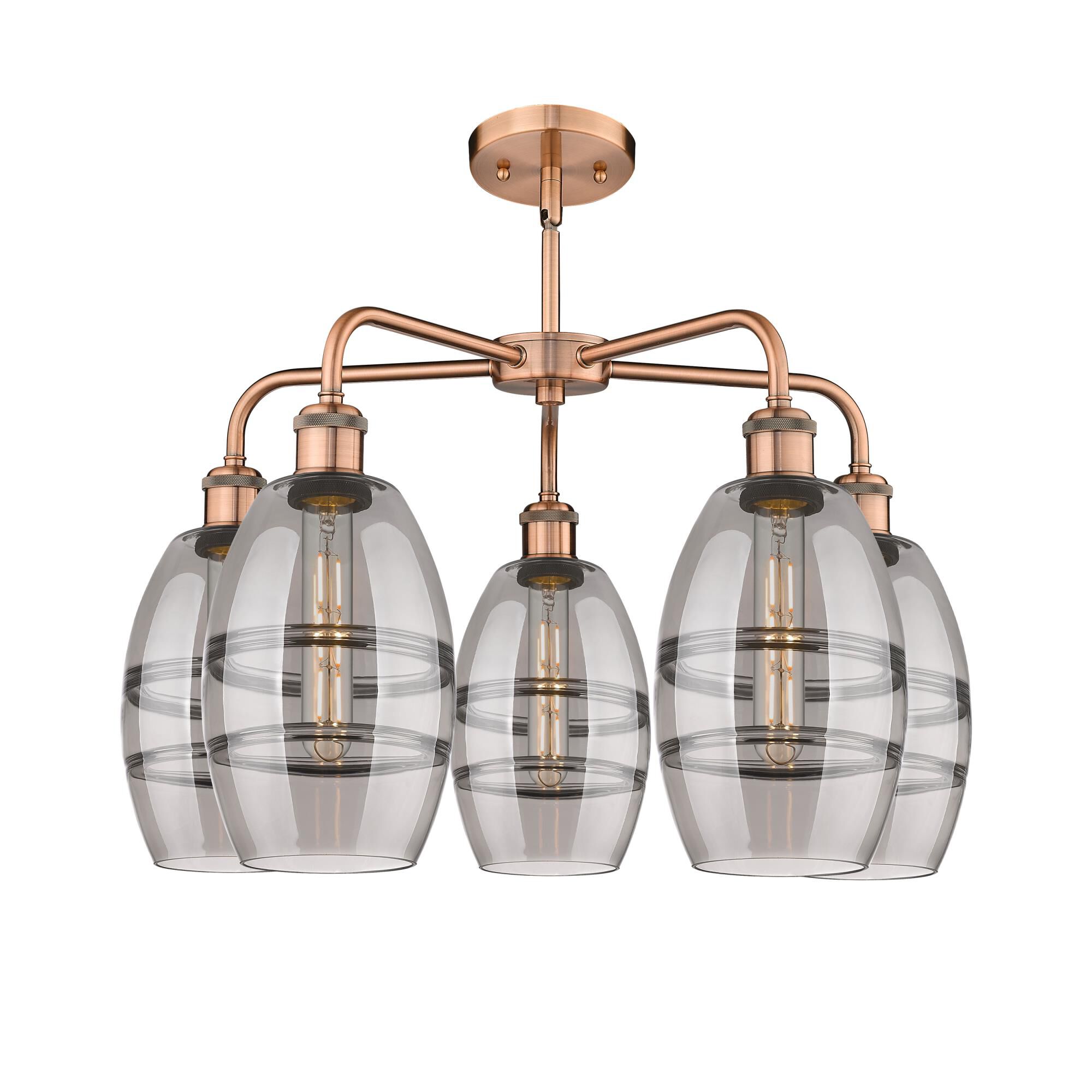 Shown in Antique Copper finish and Light Smoke glass