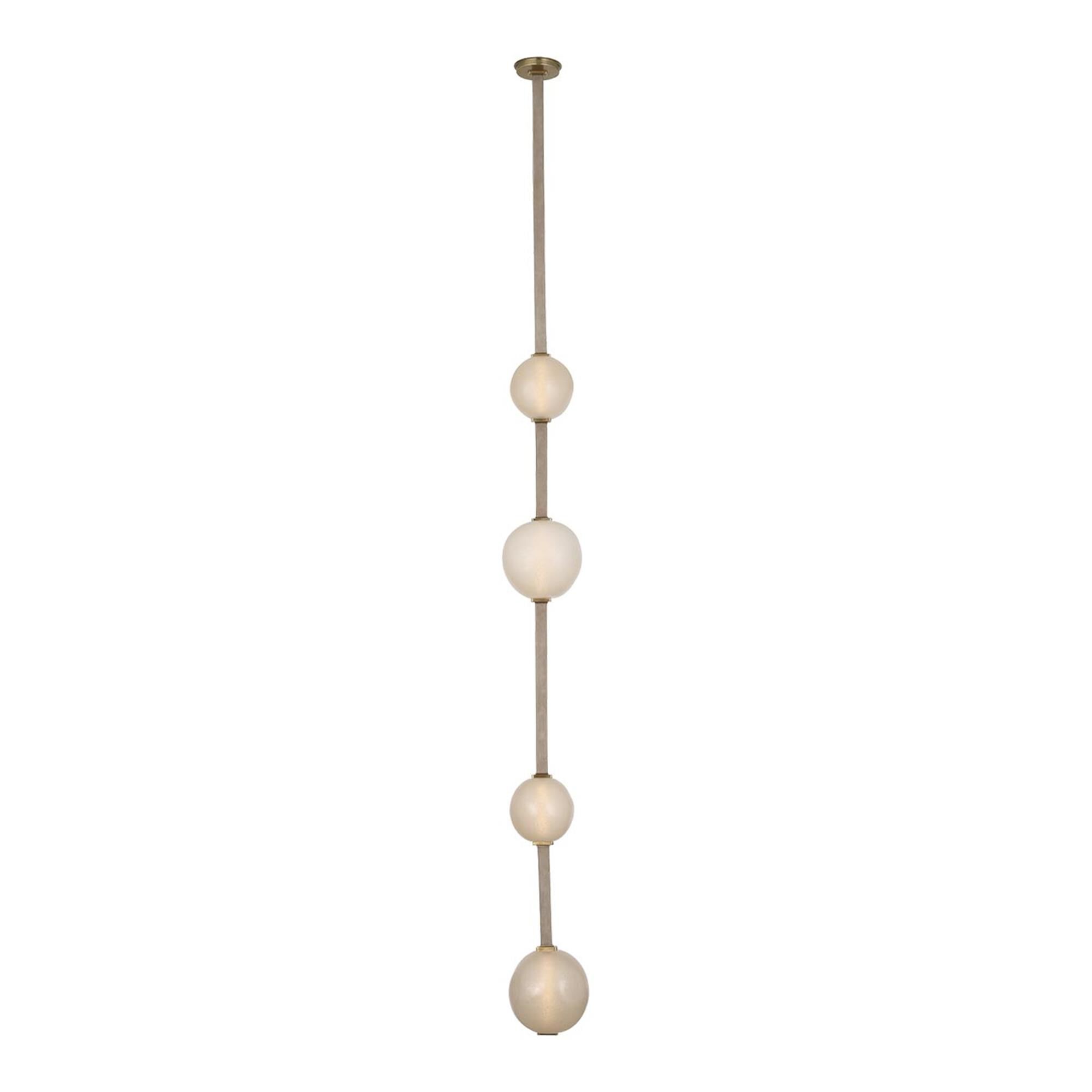 Shown in Ash Suede And Mottled Brass finish and Fizzy Nude glass