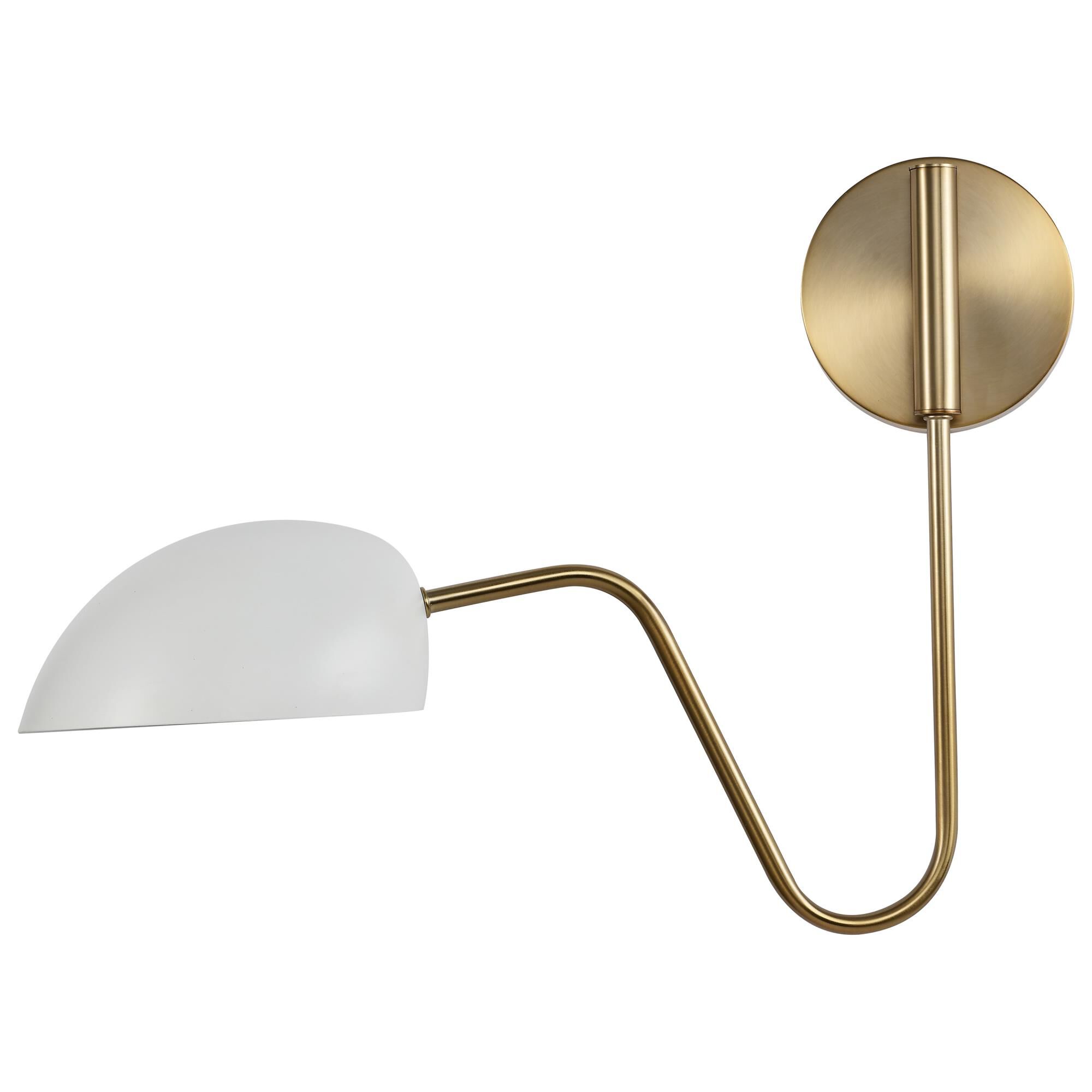Shown in Matte White and Burnished Brass finish
